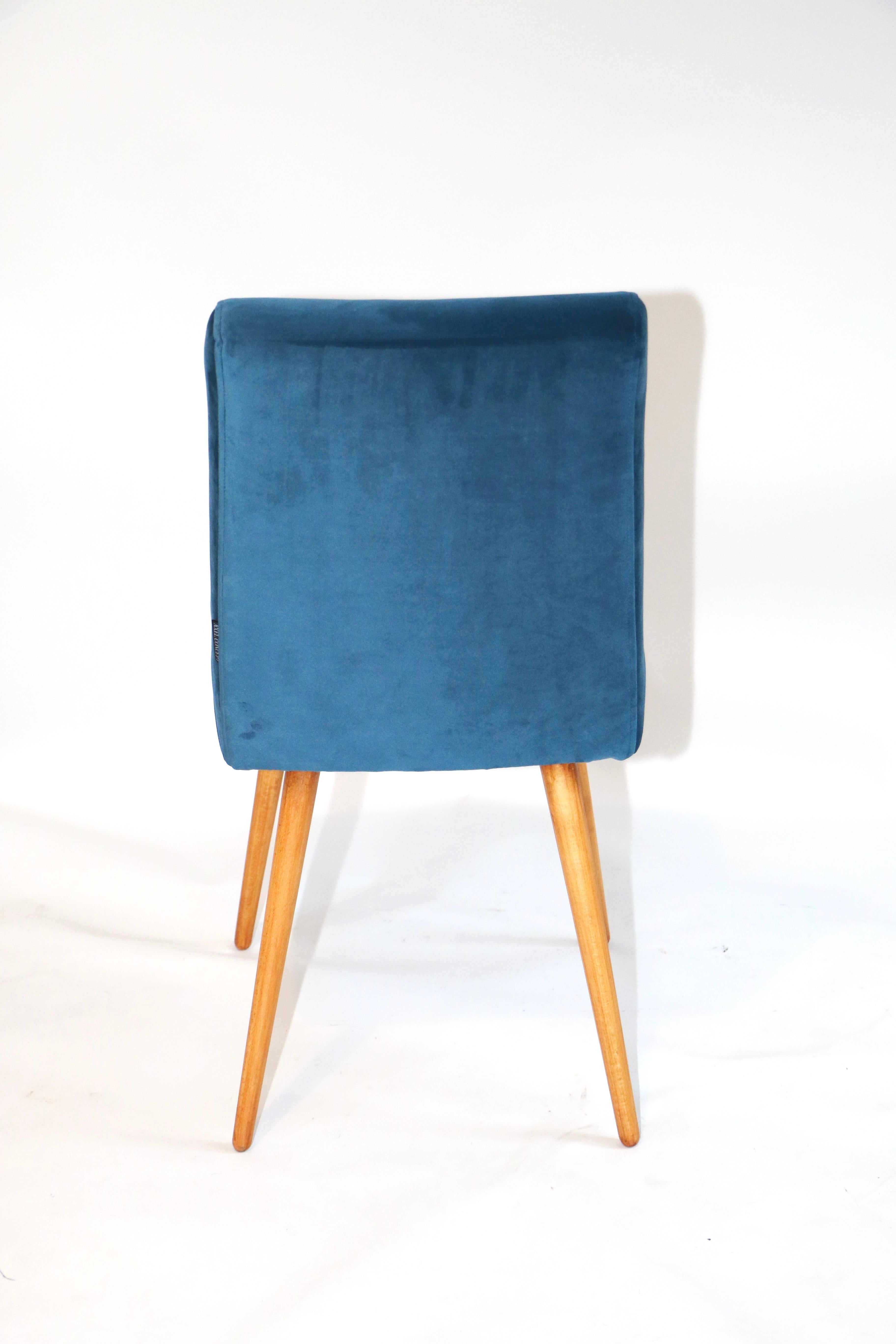 Set of Two Blue Marine Chairs in Velvet For Sale 4