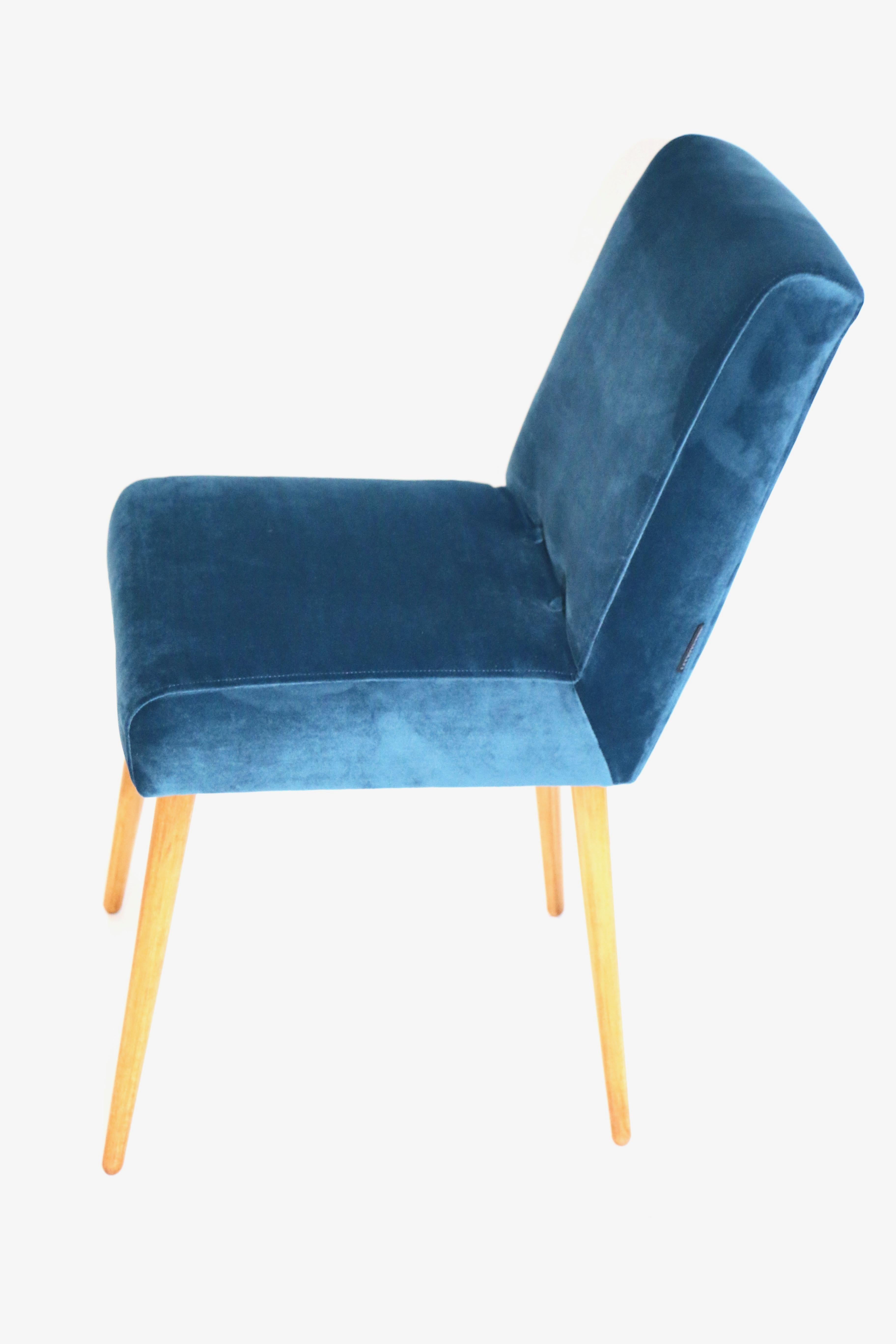 Set of Two Blue Marine Chairs in Velvet For Sale 6