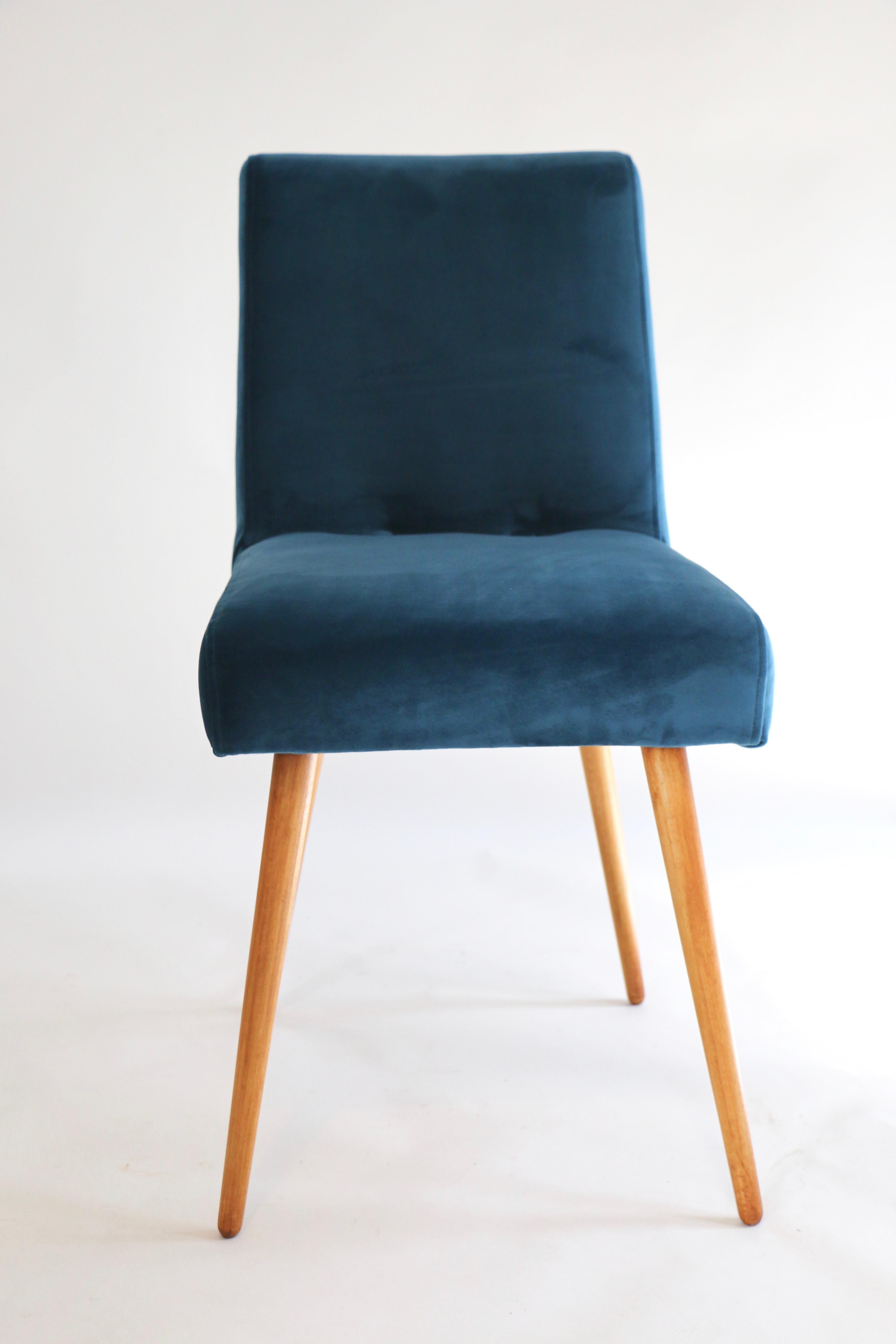 Polish Set of Two Blue Marine Chairs in Velvet For Sale