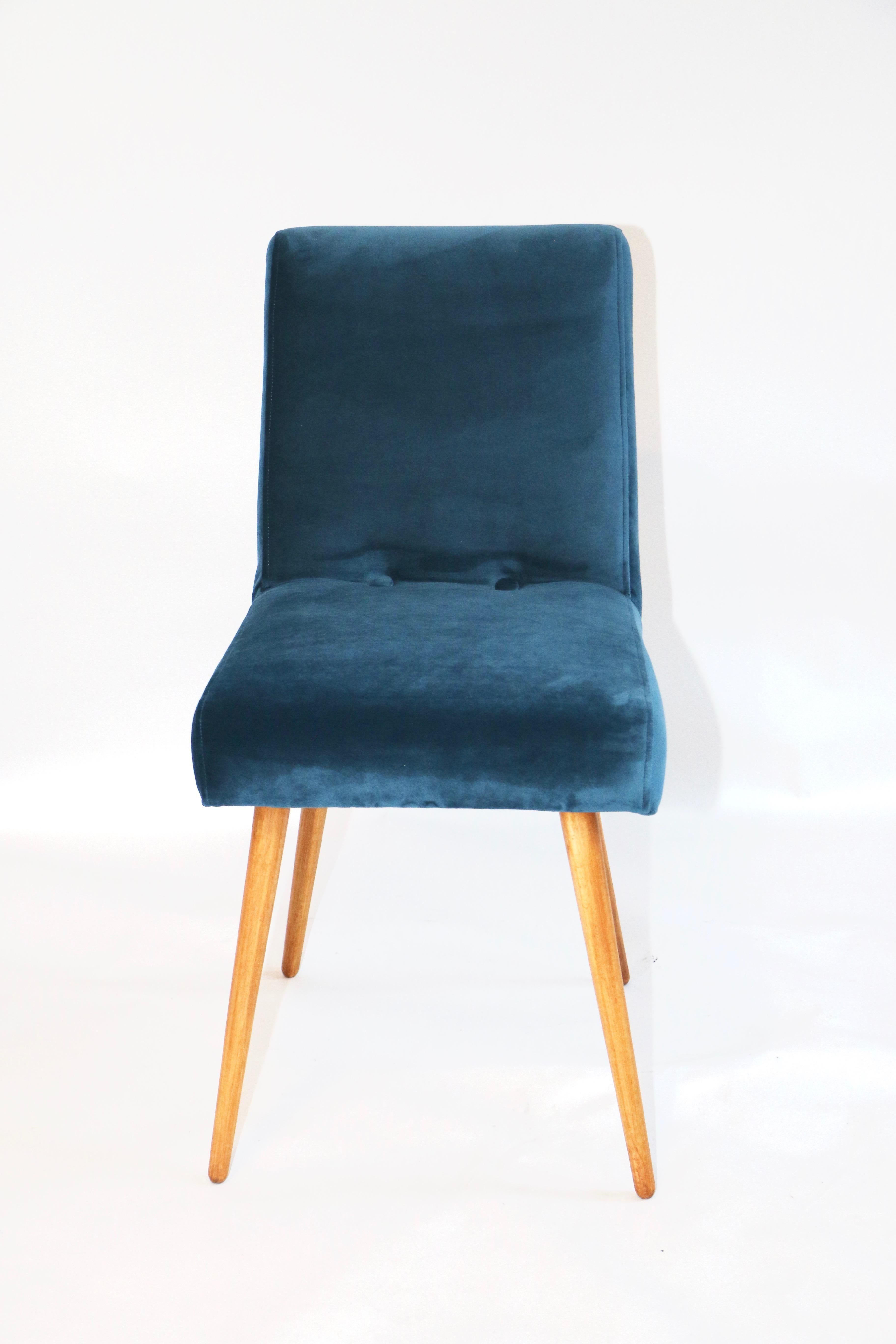 Set of Two Blue Marine Chairs in Velvet For Sale 2