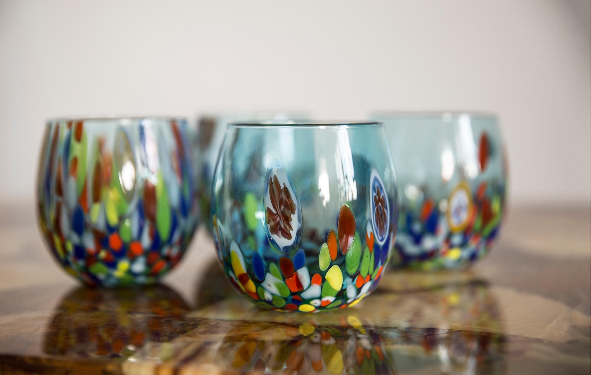 Juego de dos vasos azules de Murano, Italia, Europa, años 2000 en Excelente estado para la venta en 05-080 Hornowek, PL