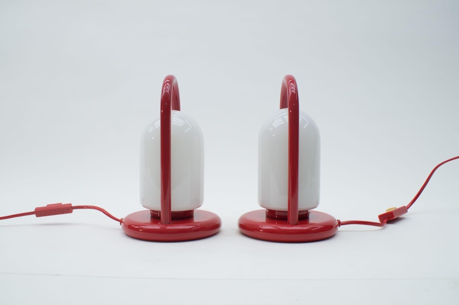 Mid-Century Modern Set of Two Bracket Table Lamps by Massive in Memphis Style, 1960s For Sale