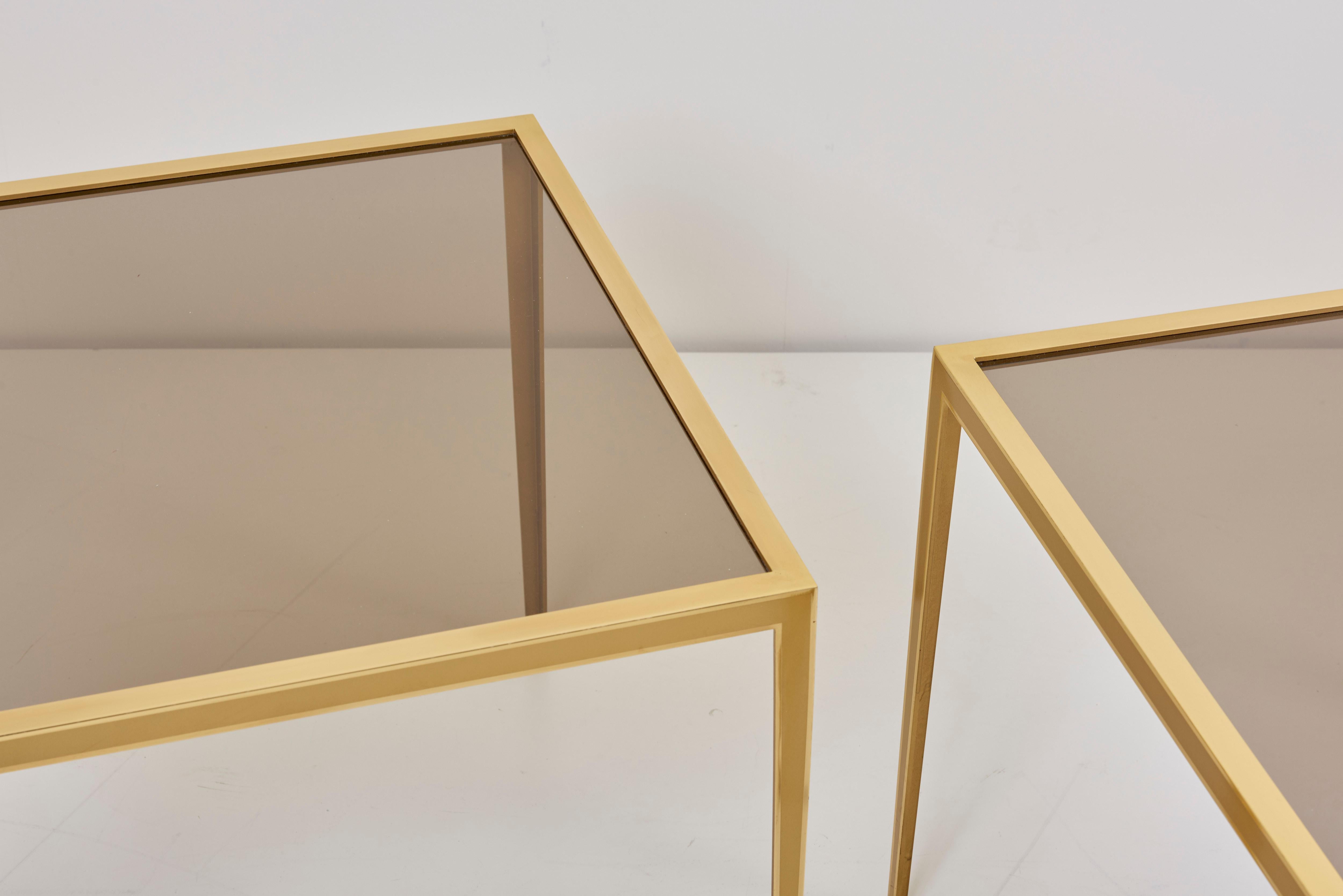Set of Two Brass and Glass Nesting Tables by Münchner Werkstätten In Excellent Condition In Berlin, BE