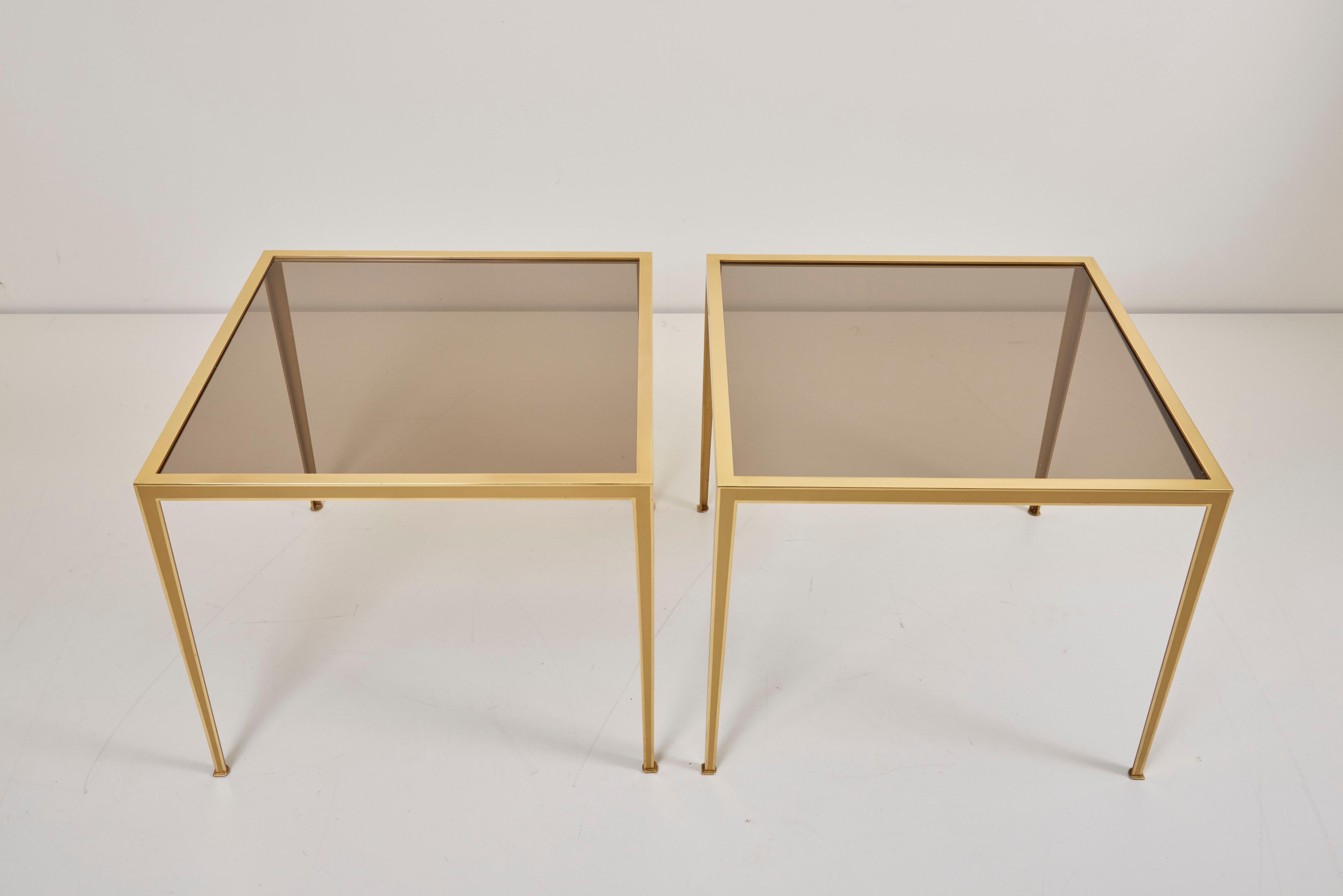 Set of Two Brass and Glass Nesting Tables by Münchner Werkstätten 1