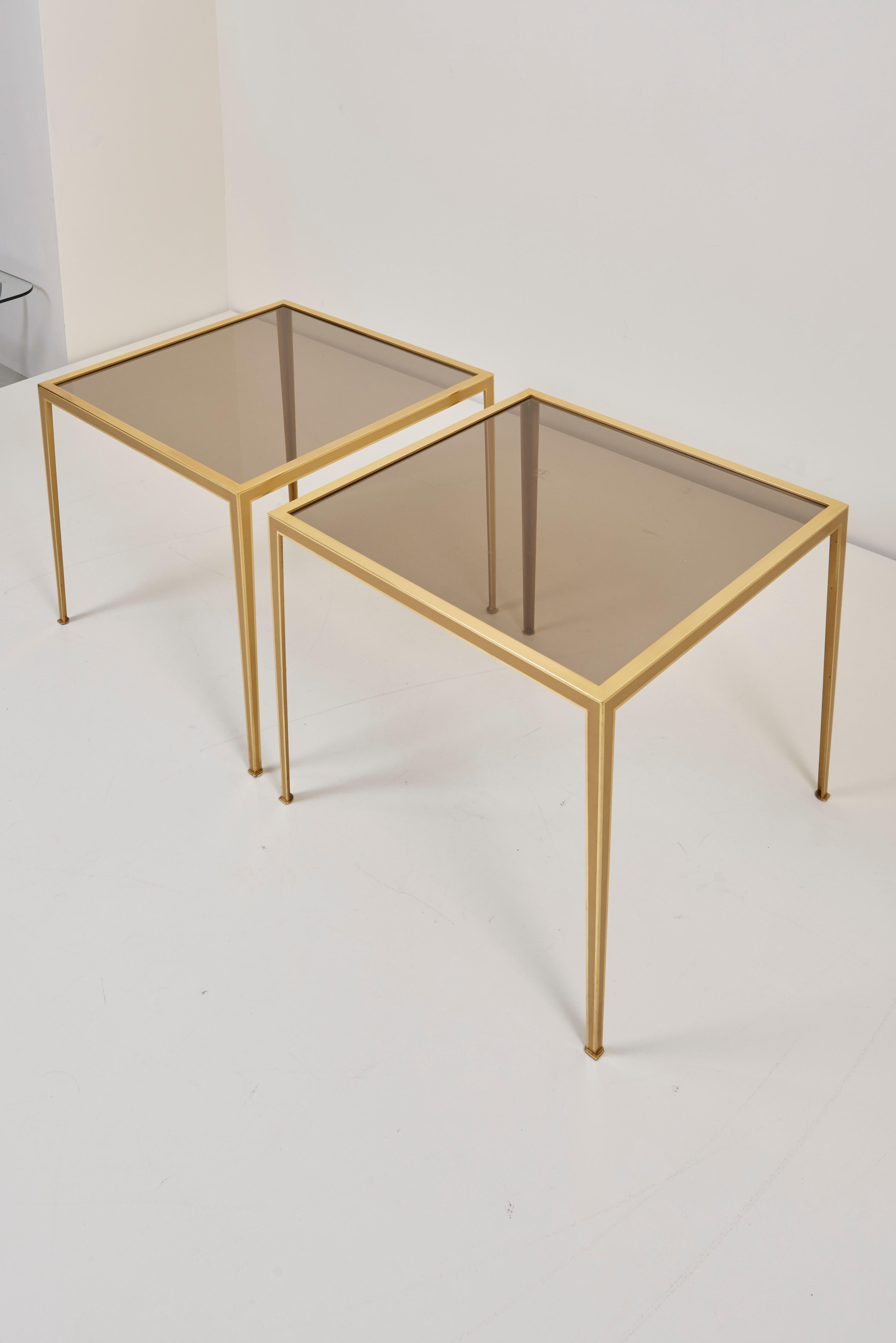 Set of Two Brass and Glass Nesting Tables by Münchner Werkstätten 3
