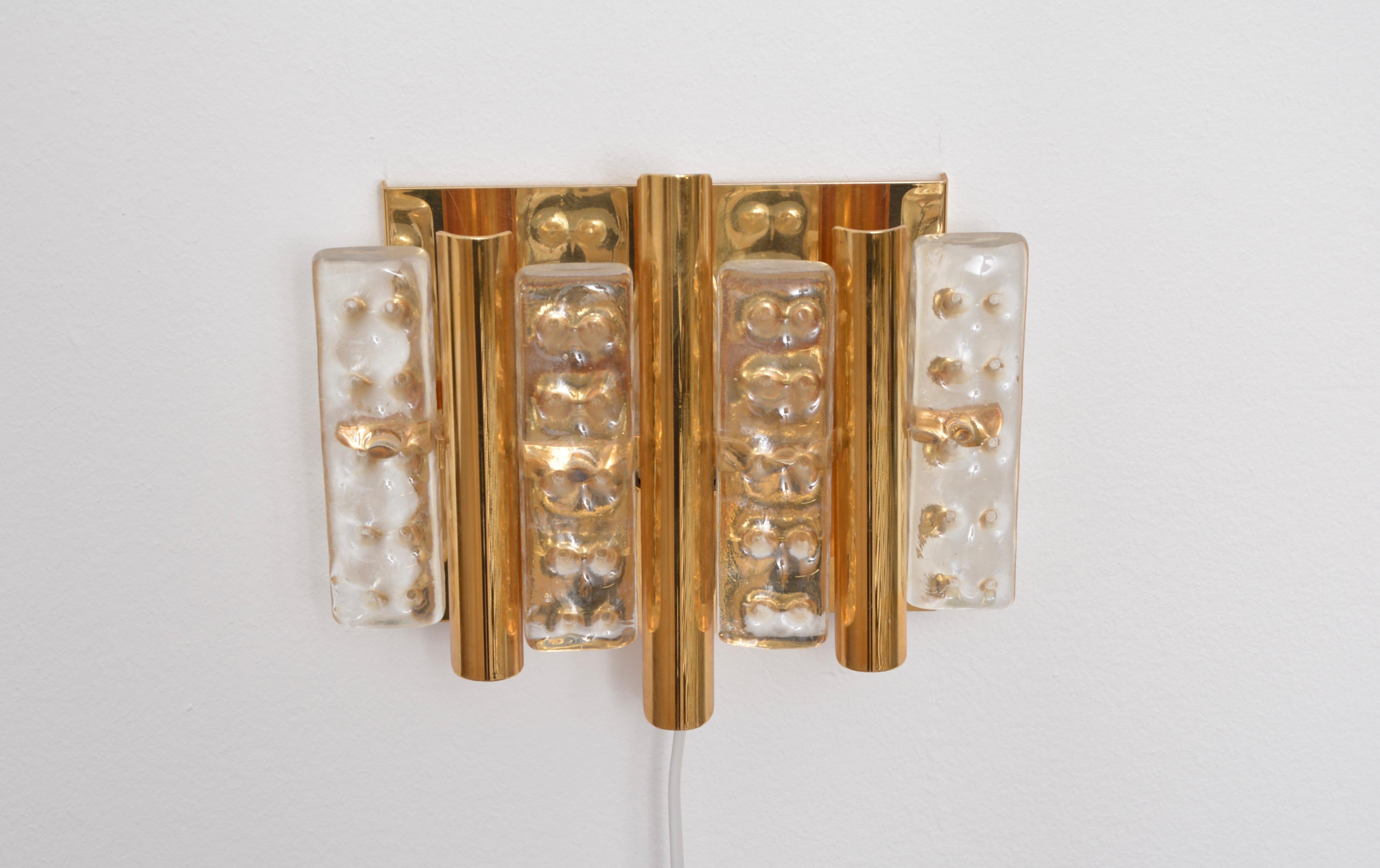 Set of two Brass and Glass wall lamps by Carl Fagerlund for Lyfa and Orrefors 1