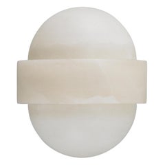 Set of Two Brass and Natural Alabaster Wall Lamps