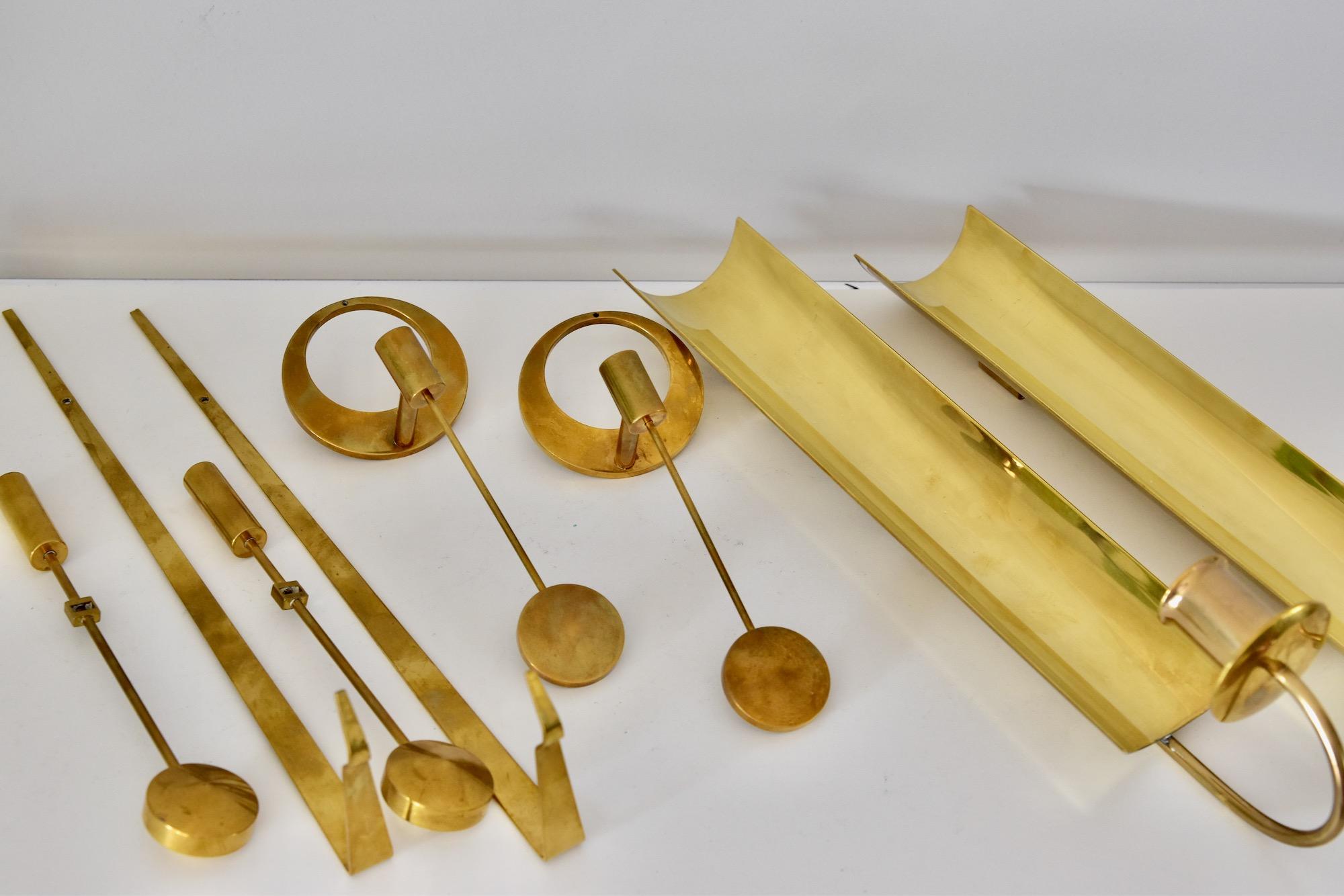Set of Two Brass Arthur Pe Wall Hanged Candlesticks by Kolbäck, Sweden 2