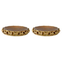 Set of Two Brass Bowls with Chain Design