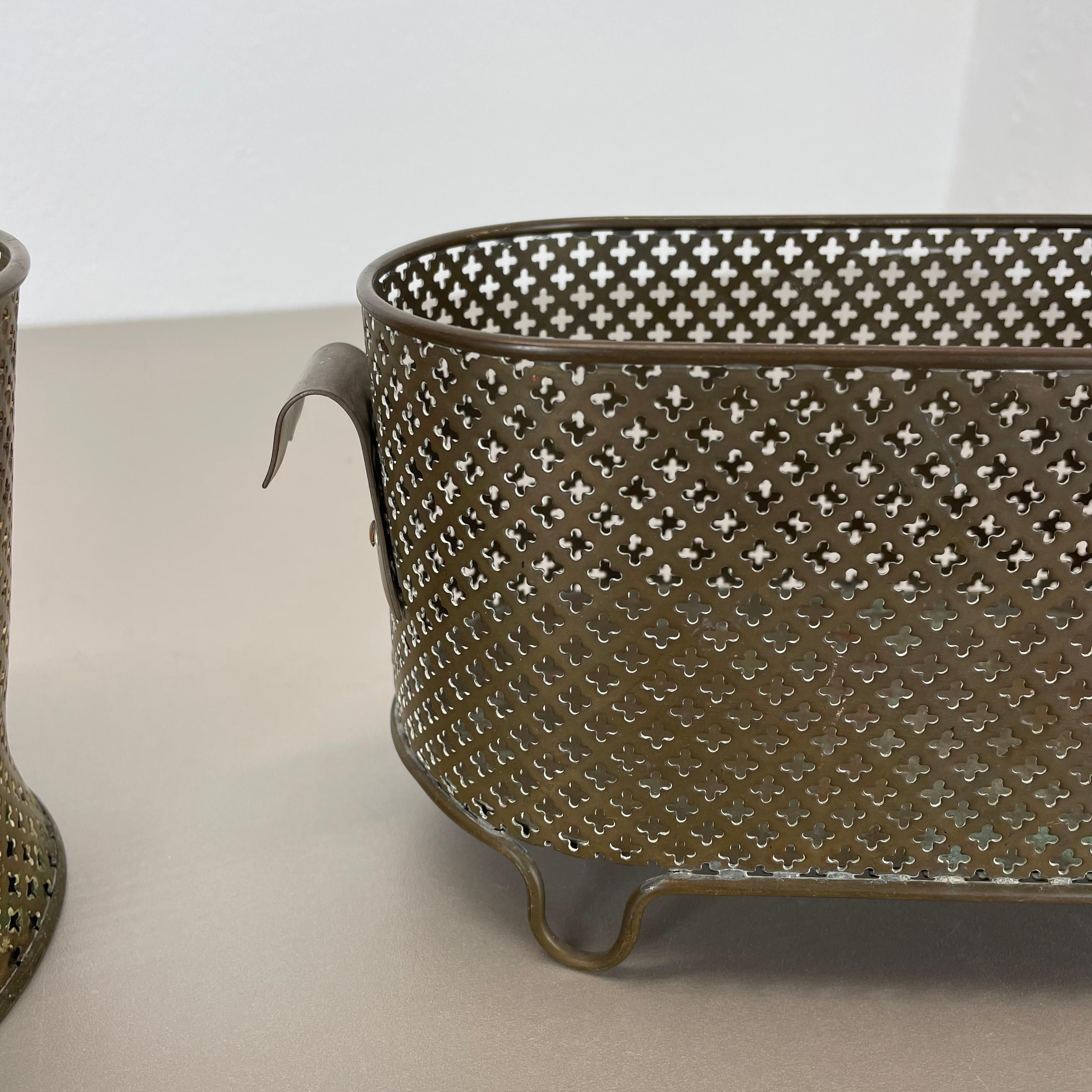 Set of two brass Flower Pot Plant Stands by Mathieu Mategot Attr., France 1950s For Sale 3