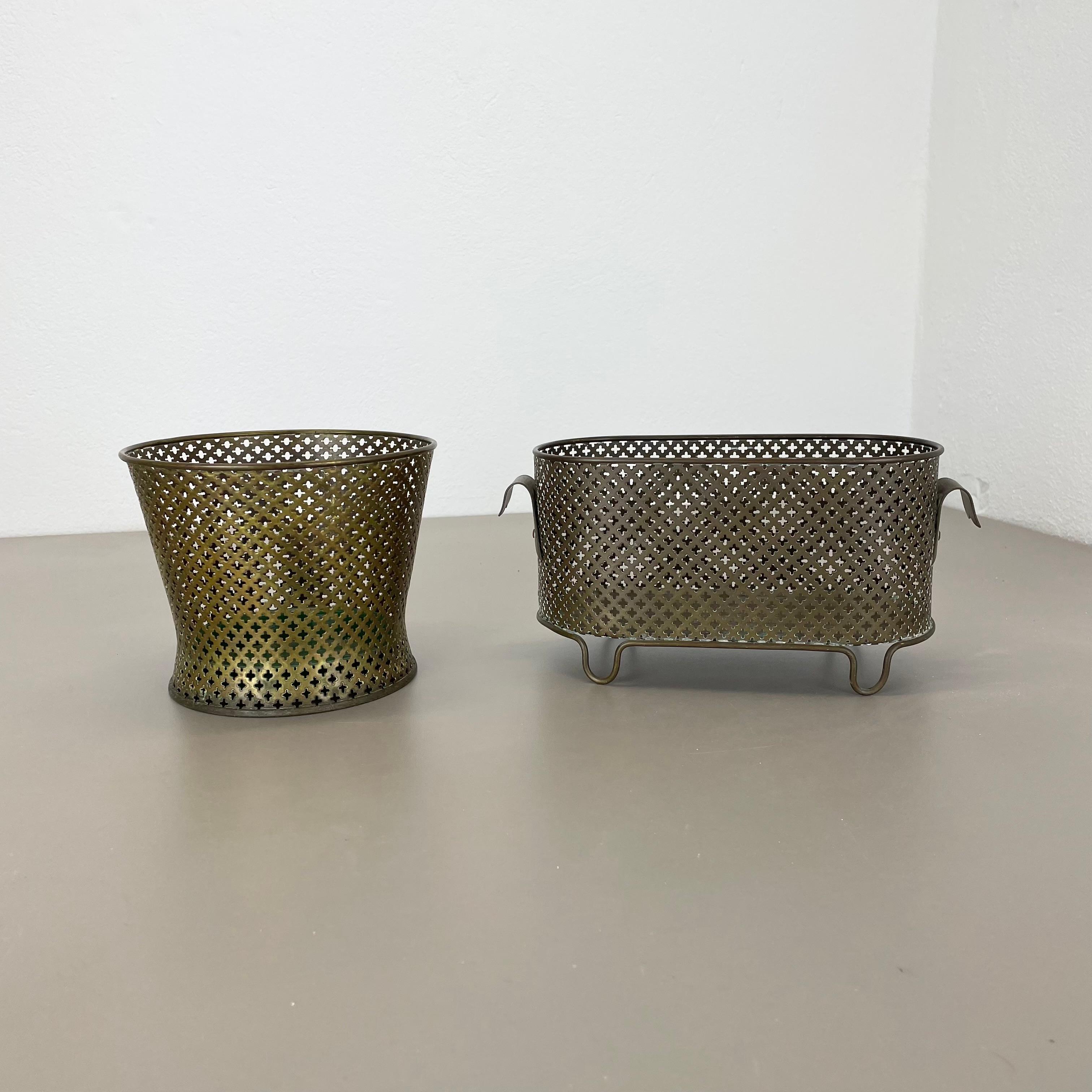 Mid-Century Modern Set of two brass Flower Pot Plant Stands by Mathieu Mategot Attr., France 1950s For Sale