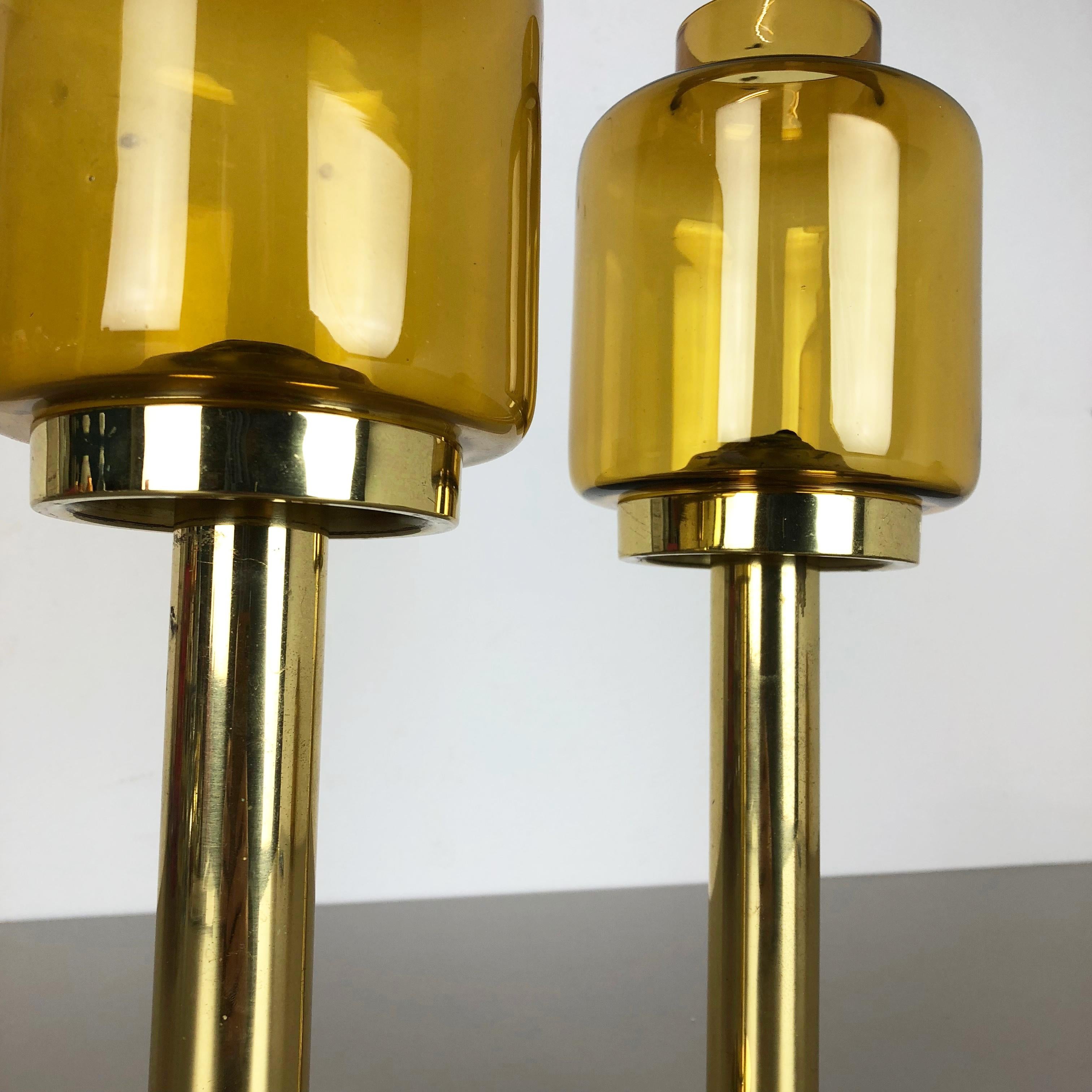 Set of Two Brass Glass 