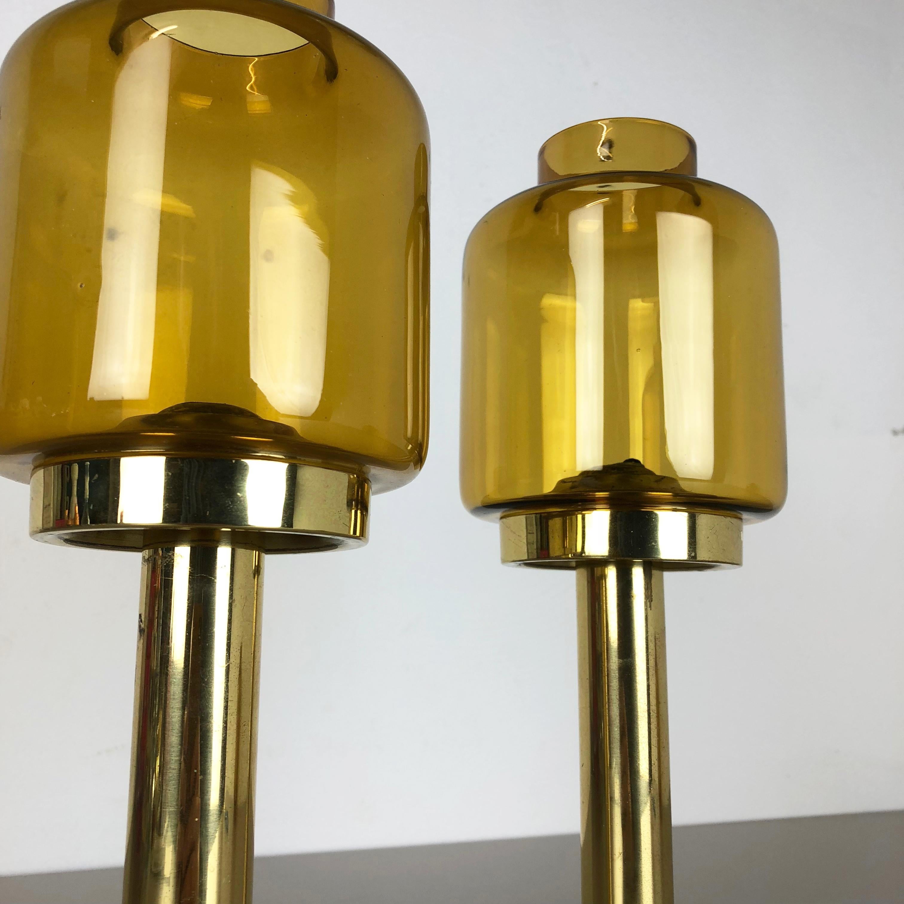 Set of Two Brass Glass 