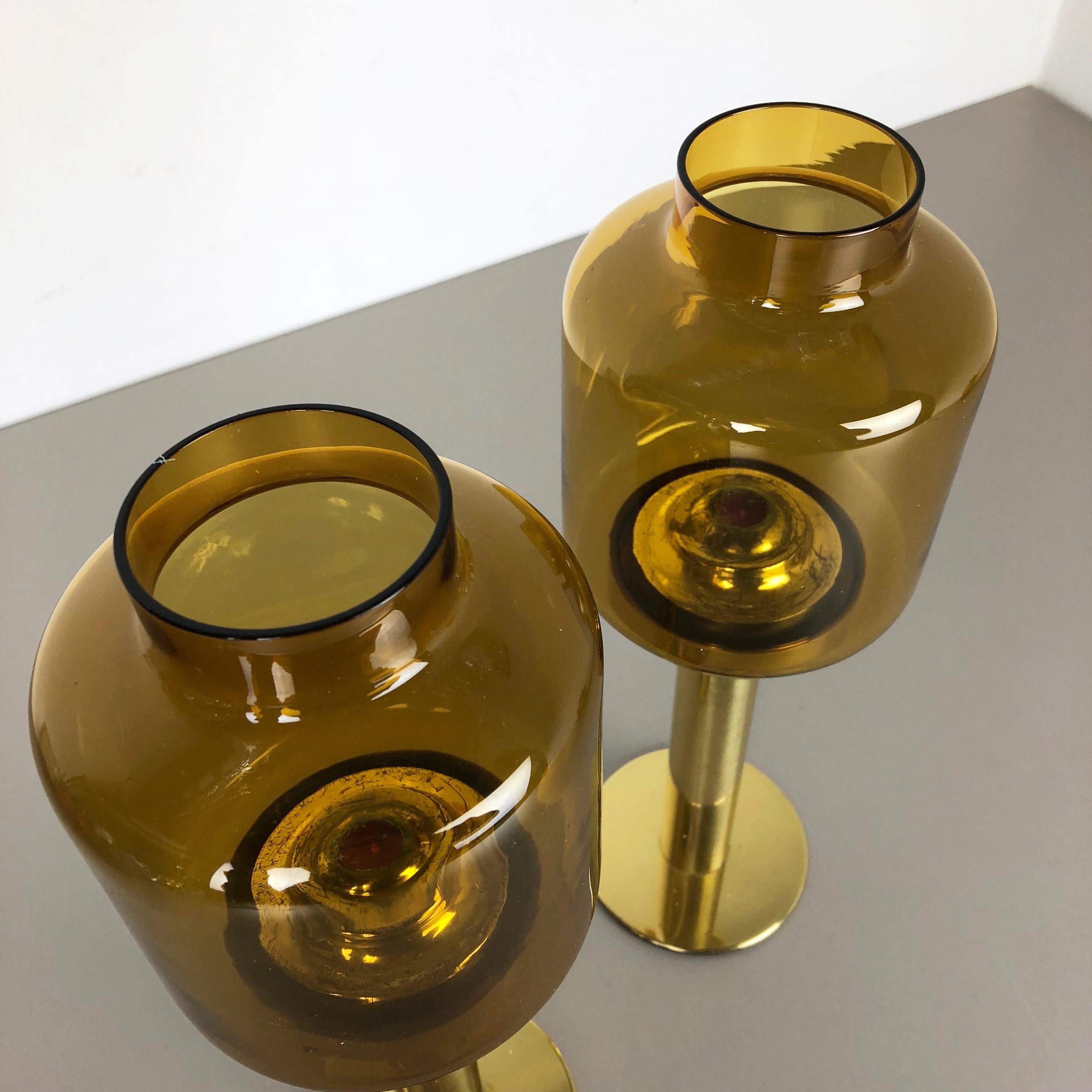 Set of Two Brass Glass 