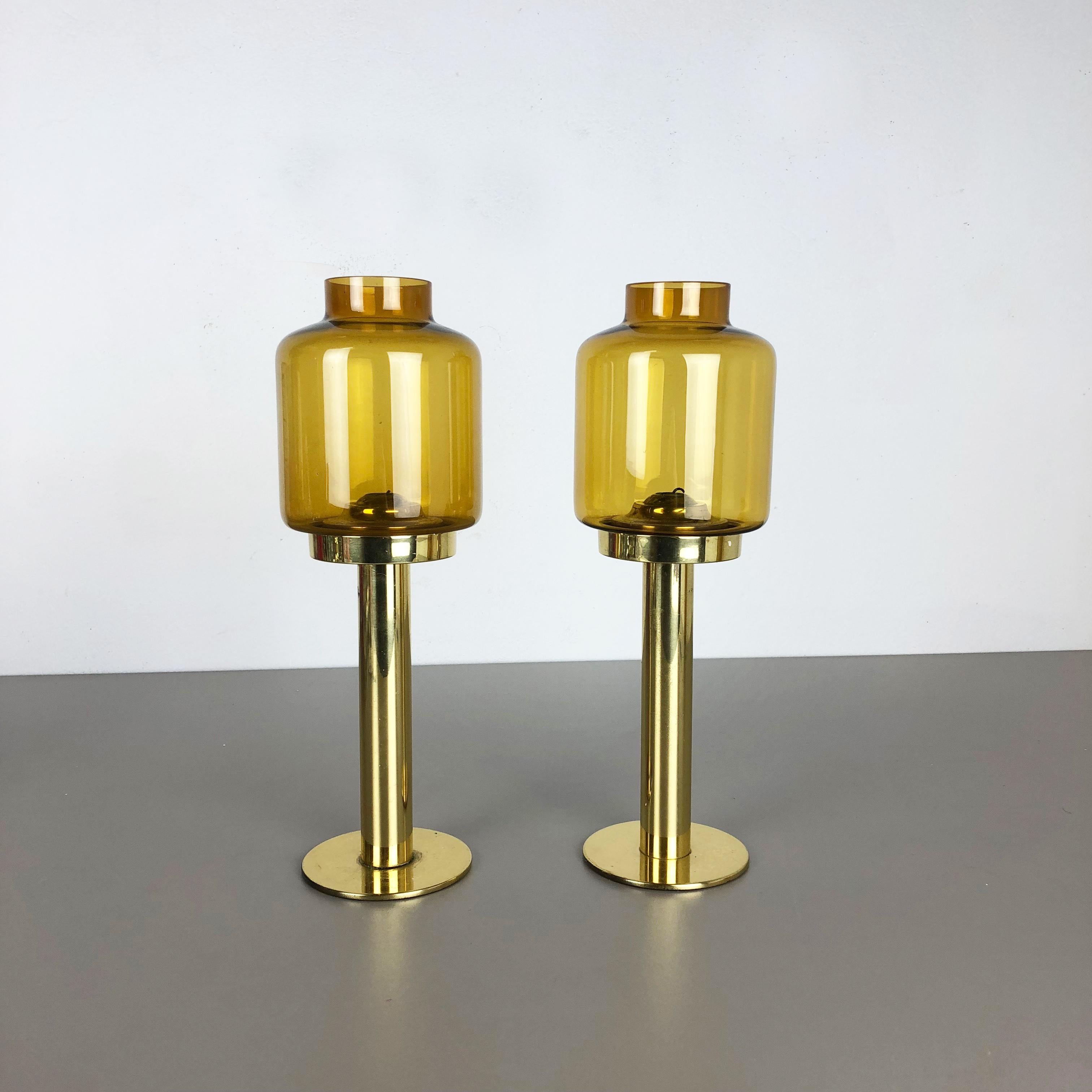 Swedish Set of Two Brass Glass 