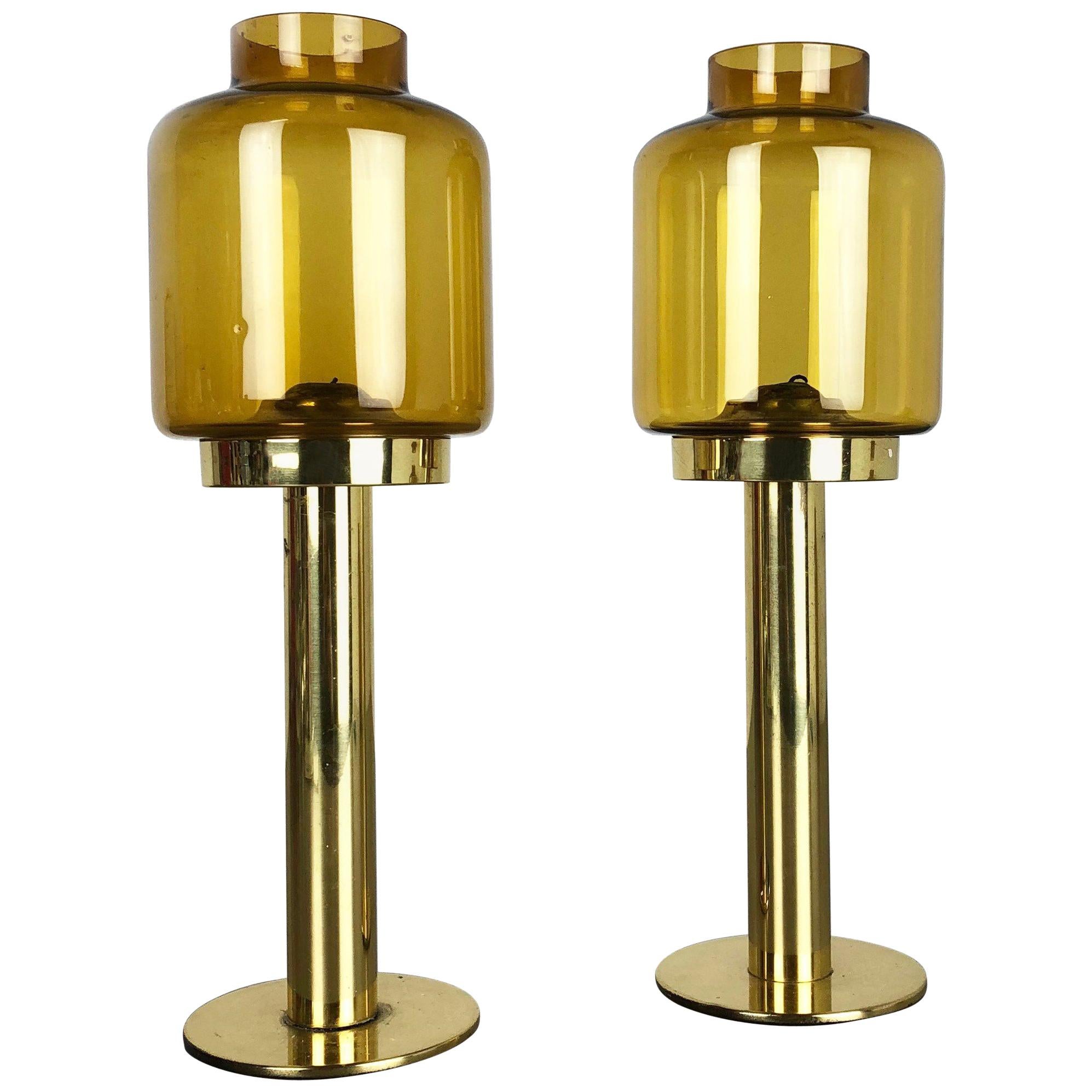 Set of Two Brass Glass "Claudia" Candleholder Made by Hans-Agne Jakobsson, 1960s