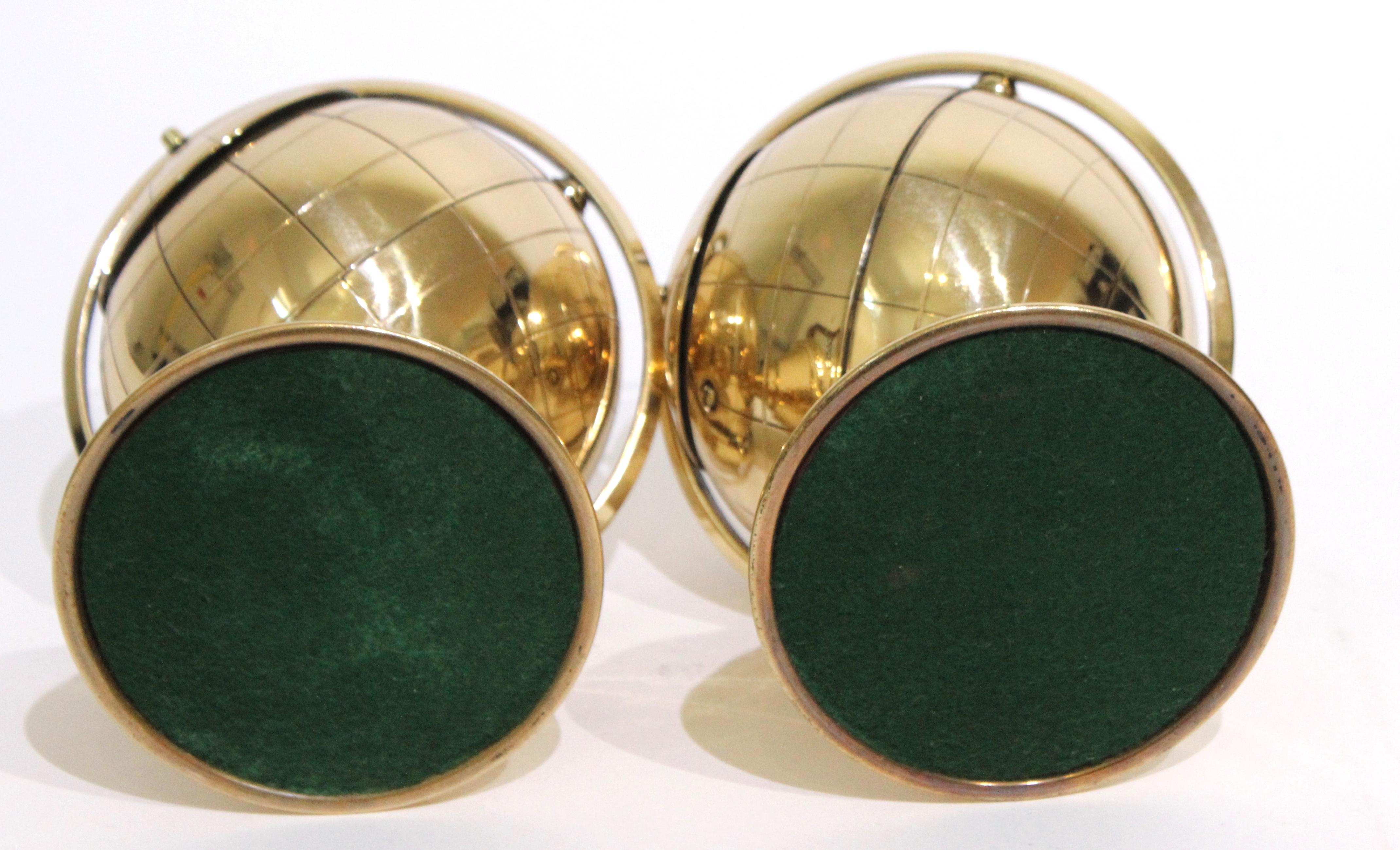 Set of Two Brass Globe Ash Tray & Cigarette Holders For Sale 2
