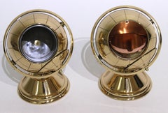 Set of Two Brass Globe Ash Tray & Cigarette Holders