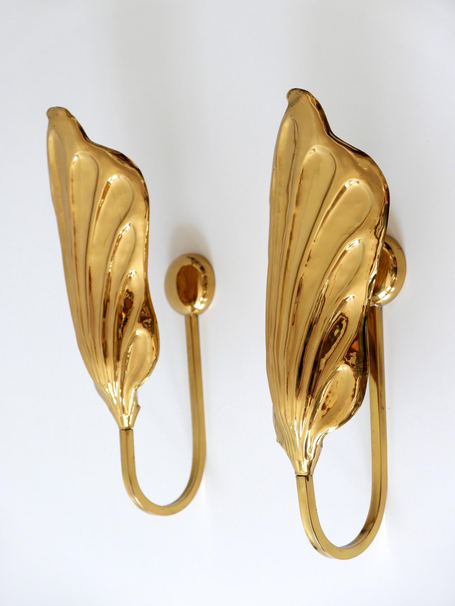 Set of Two Brass Leaf Wall Lamps or Sconces by Carlo Giorgi for Bottega Gadda 2
