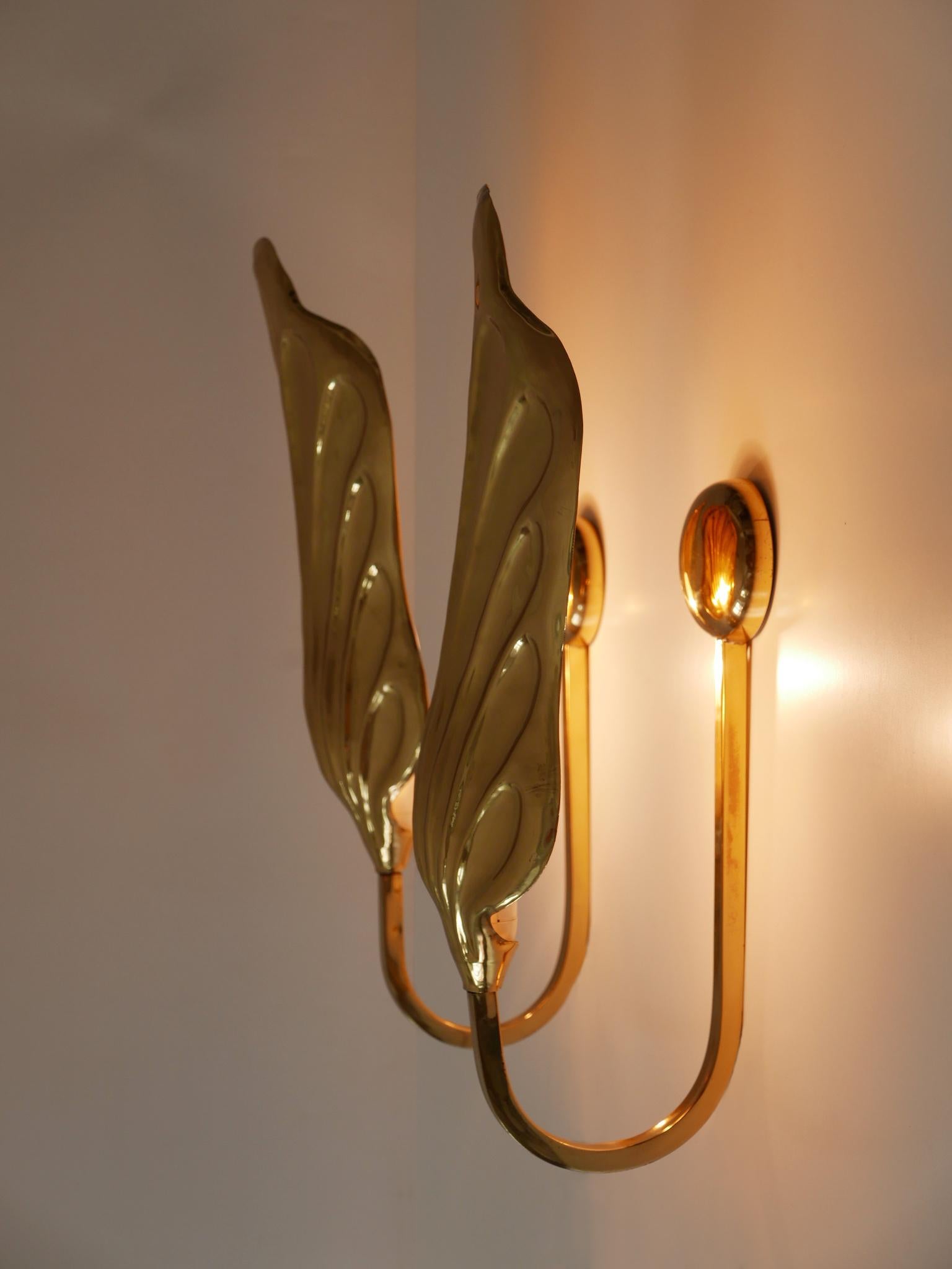 Set of Two Brass Leaf Wall Lamps or Sconces by Carlo Giorgi for Bottega Gadda 5