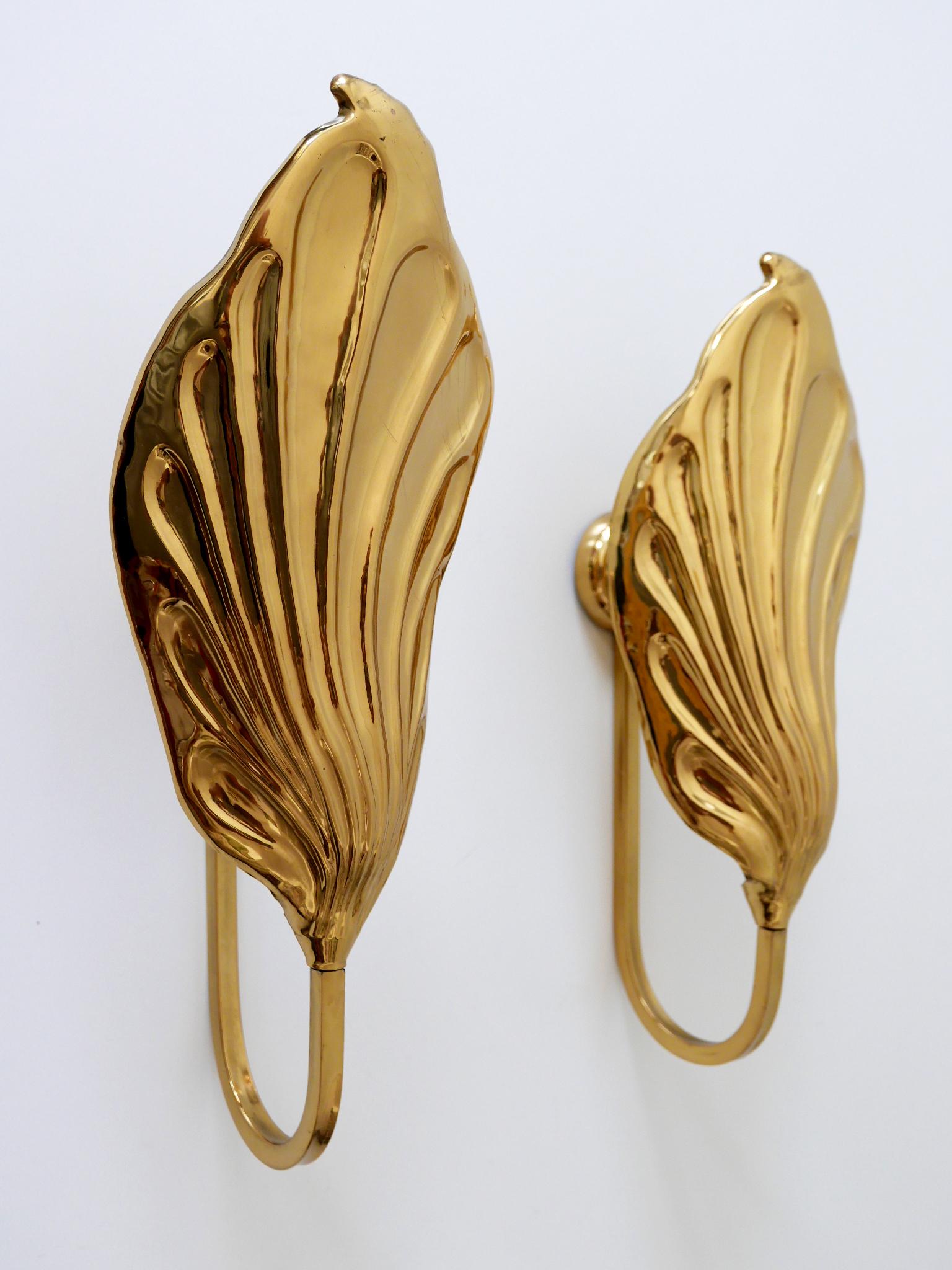 Italian Set of Two Brass Leaf Wall Lamps or Sconces by Carlo Giorgi for Bottega Gadda