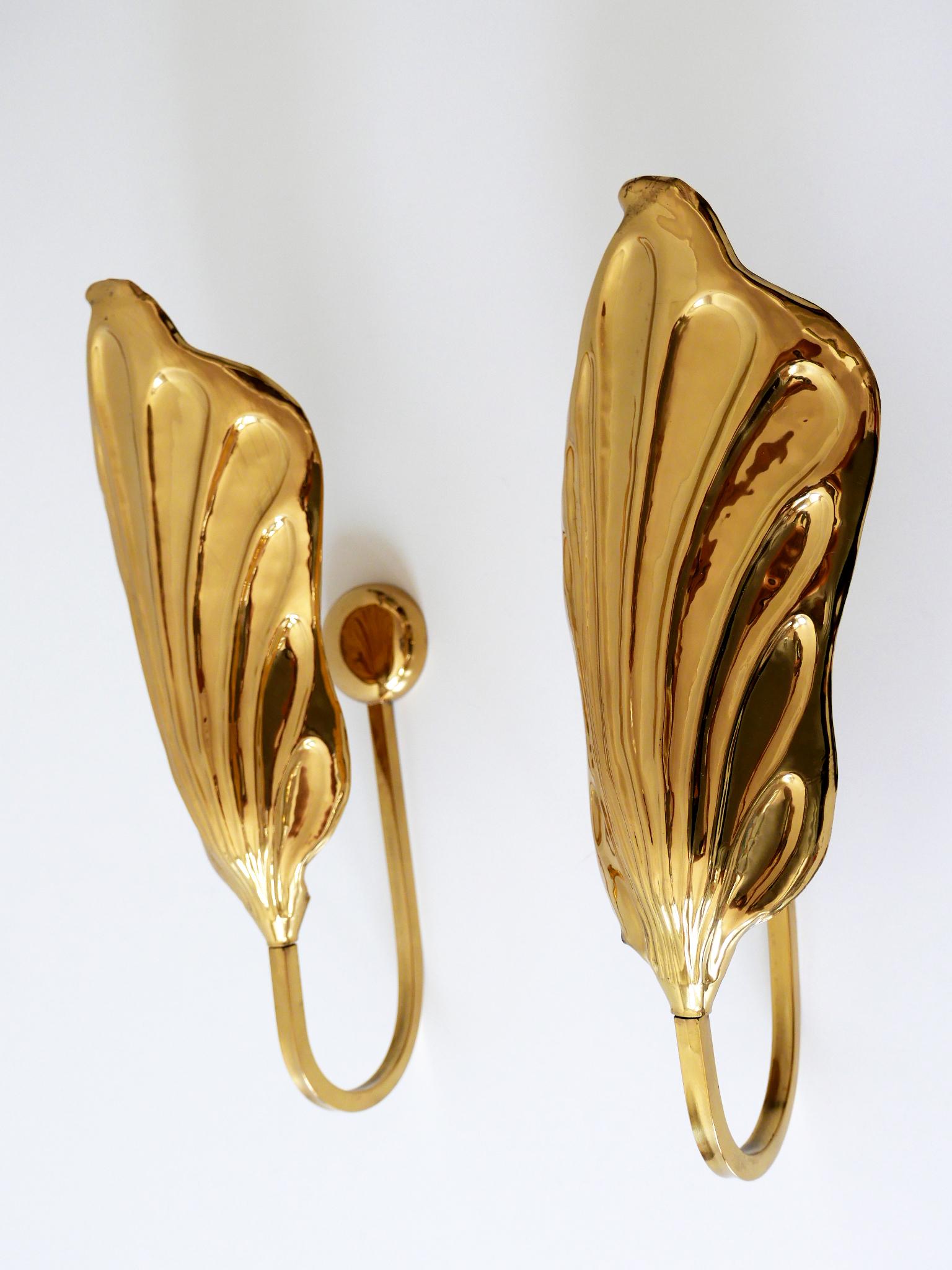 Set of Two Brass Leaf Wall Lamps or Sconces by Carlo Giorgi for Bottega Gadda 1