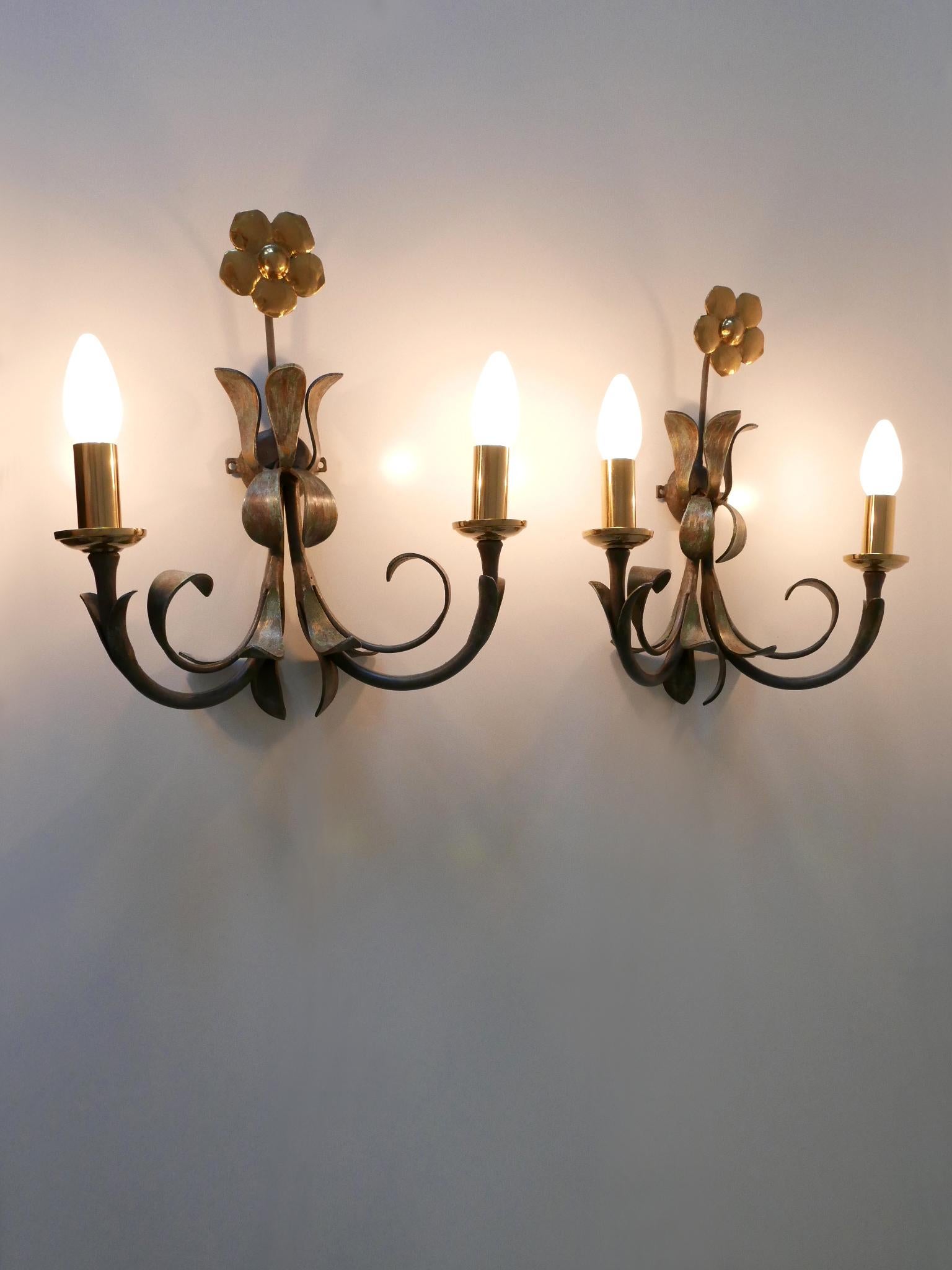 Set of Two Brass & Metal Flush Mount or Sconces by Hans Möller, Germany, 1970s For Sale 5