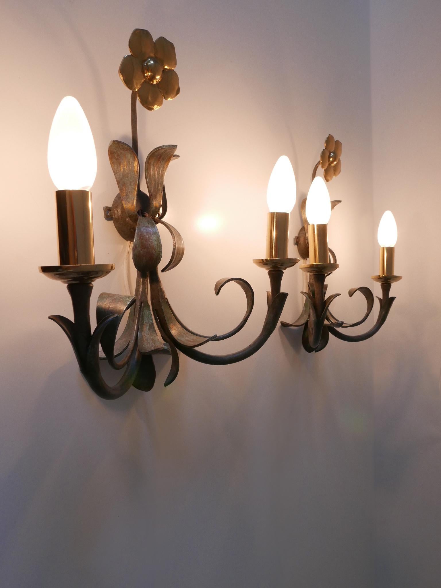 Set of Two Brass & Metal Flush Mount or Sconces by Hans Möller, Germany, 1970s For Sale 6