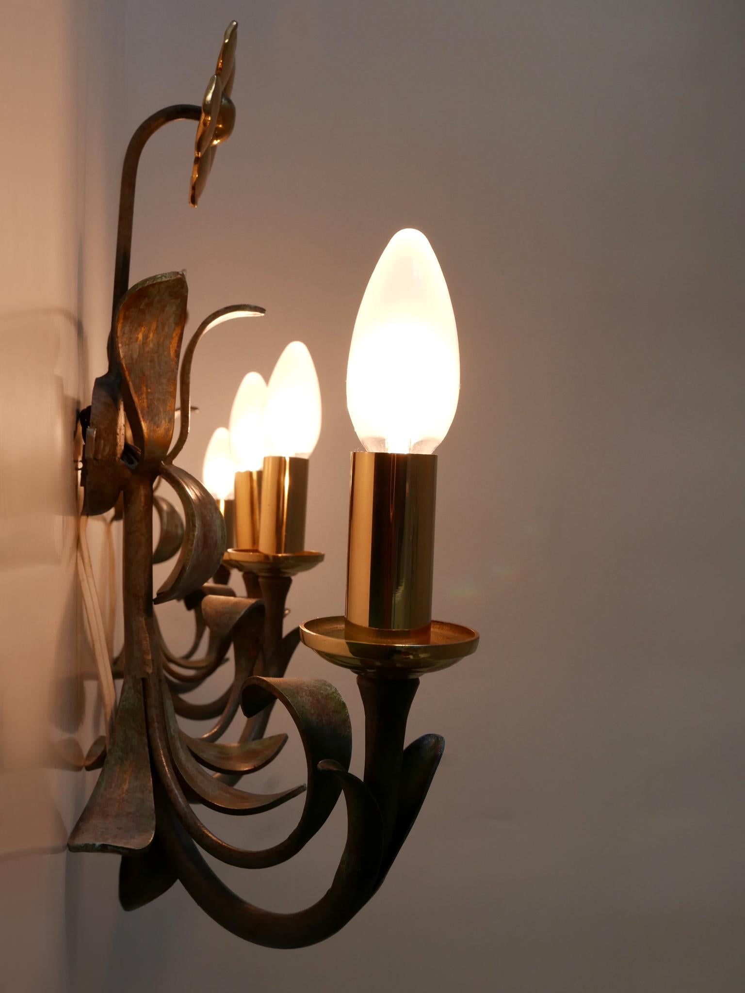 Set of Two Brass & Metal Flush Mount or Sconces by Hans Möller, Germany, 1970s For Sale 8