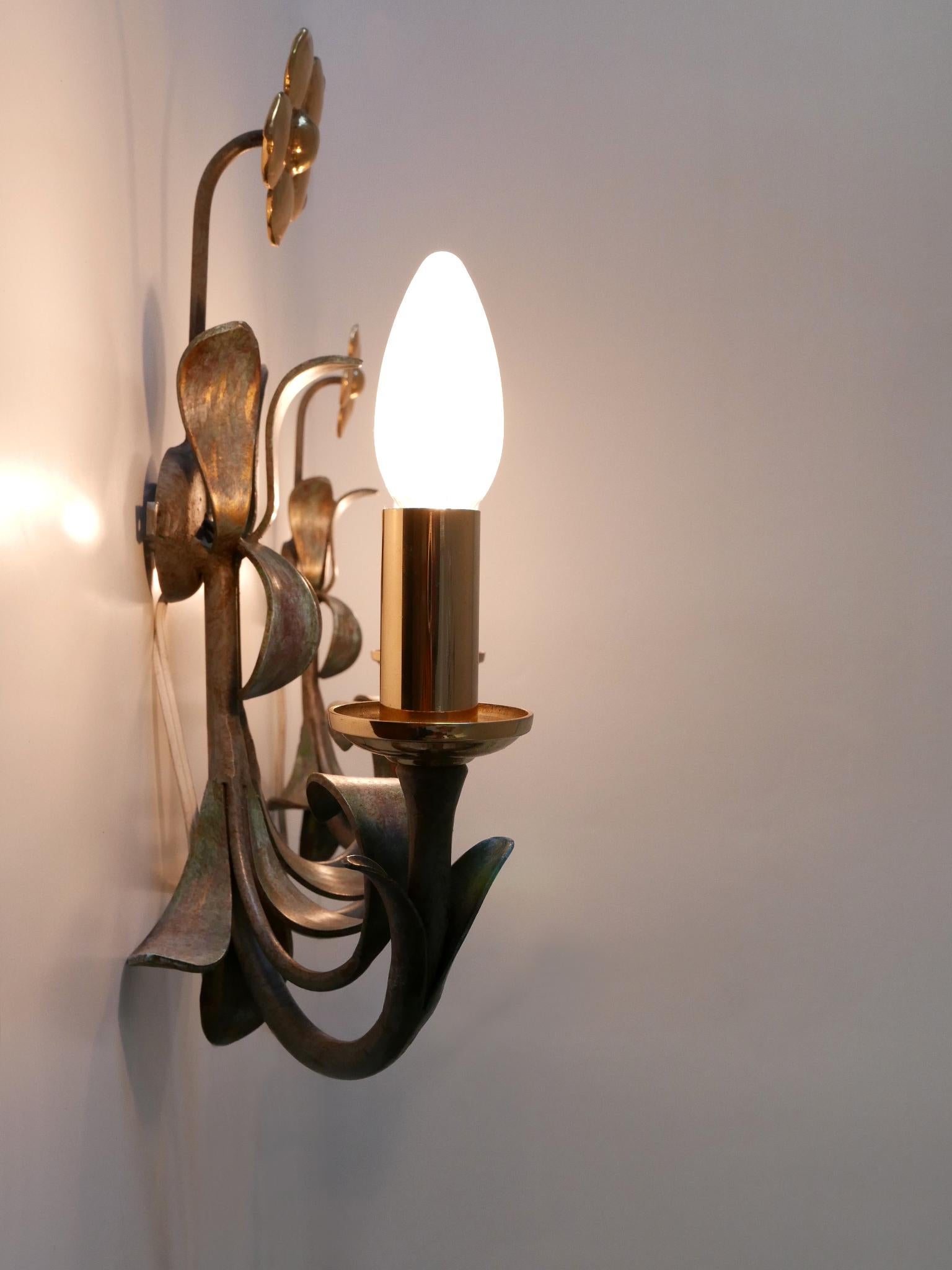 Set of Two Brass & Metal Flush Mount or Sconces by Hans Möller, Germany, 1970s For Sale 9