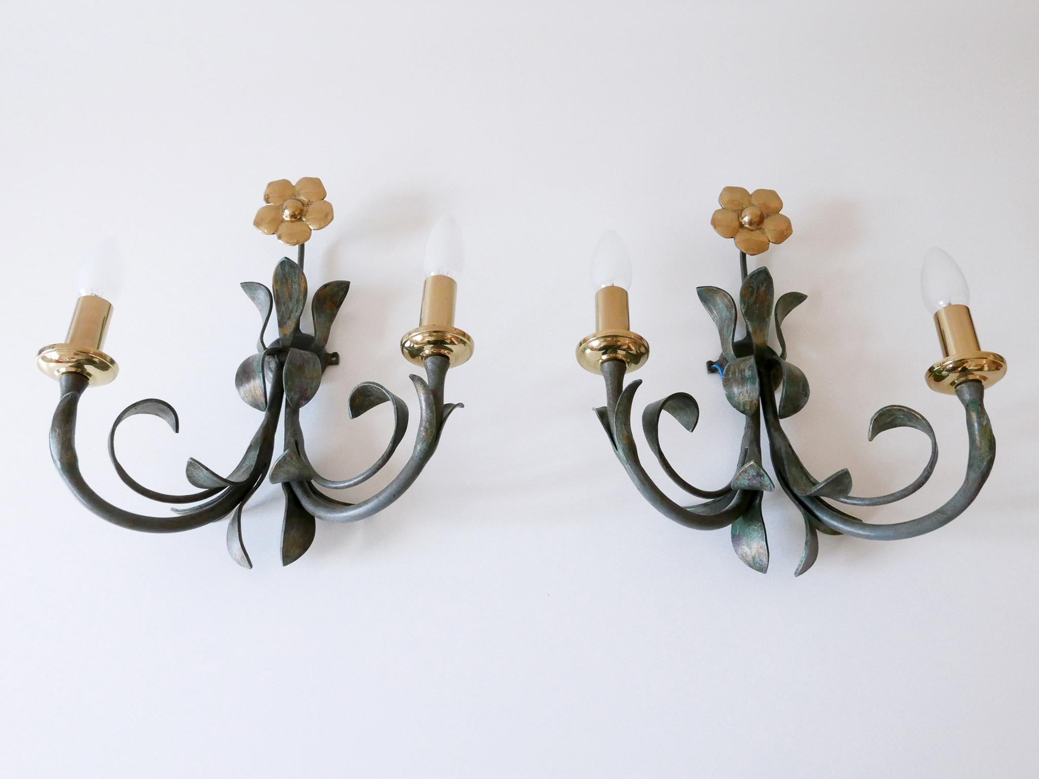 Mid-Century Modern Set of Two Brass & Metal Flush Mount or Sconces by Hans Möller, Germany, 1970s For Sale