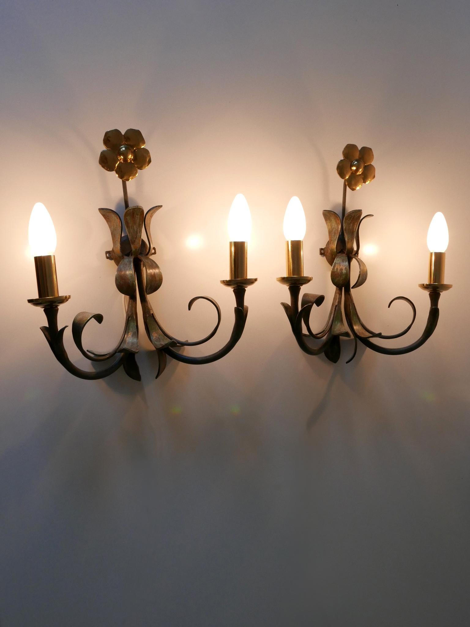 Set of Two Brass & Metal Flush Mount or Sconces by Hans Möller, Germany, 1970s In Good Condition For Sale In Munich, DE