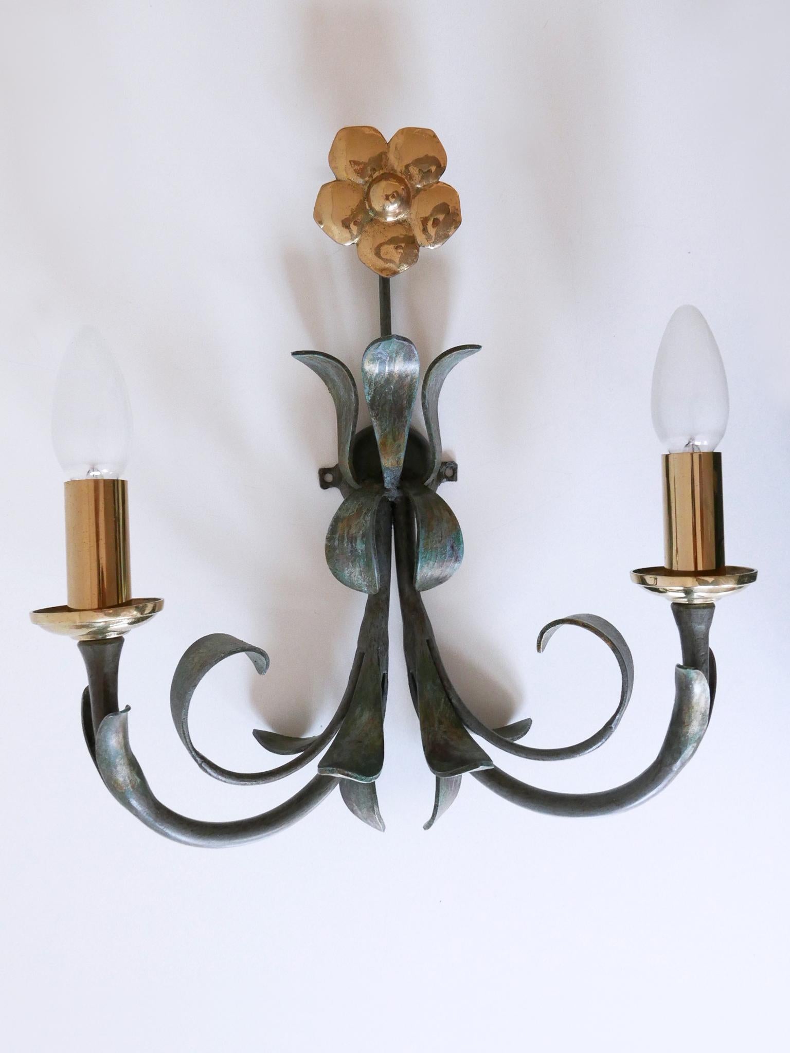 Late 20th Century Set of Two Brass & Metal Flush Mount or Sconces by Hans Möller, Germany, 1970s For Sale