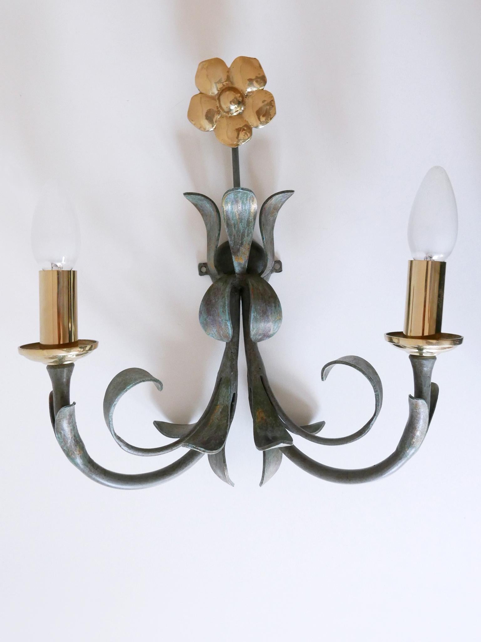 Set of Two Brass & Metal Flush Mount or Sconces by Hans Möller, Germany, 1970s For Sale 1