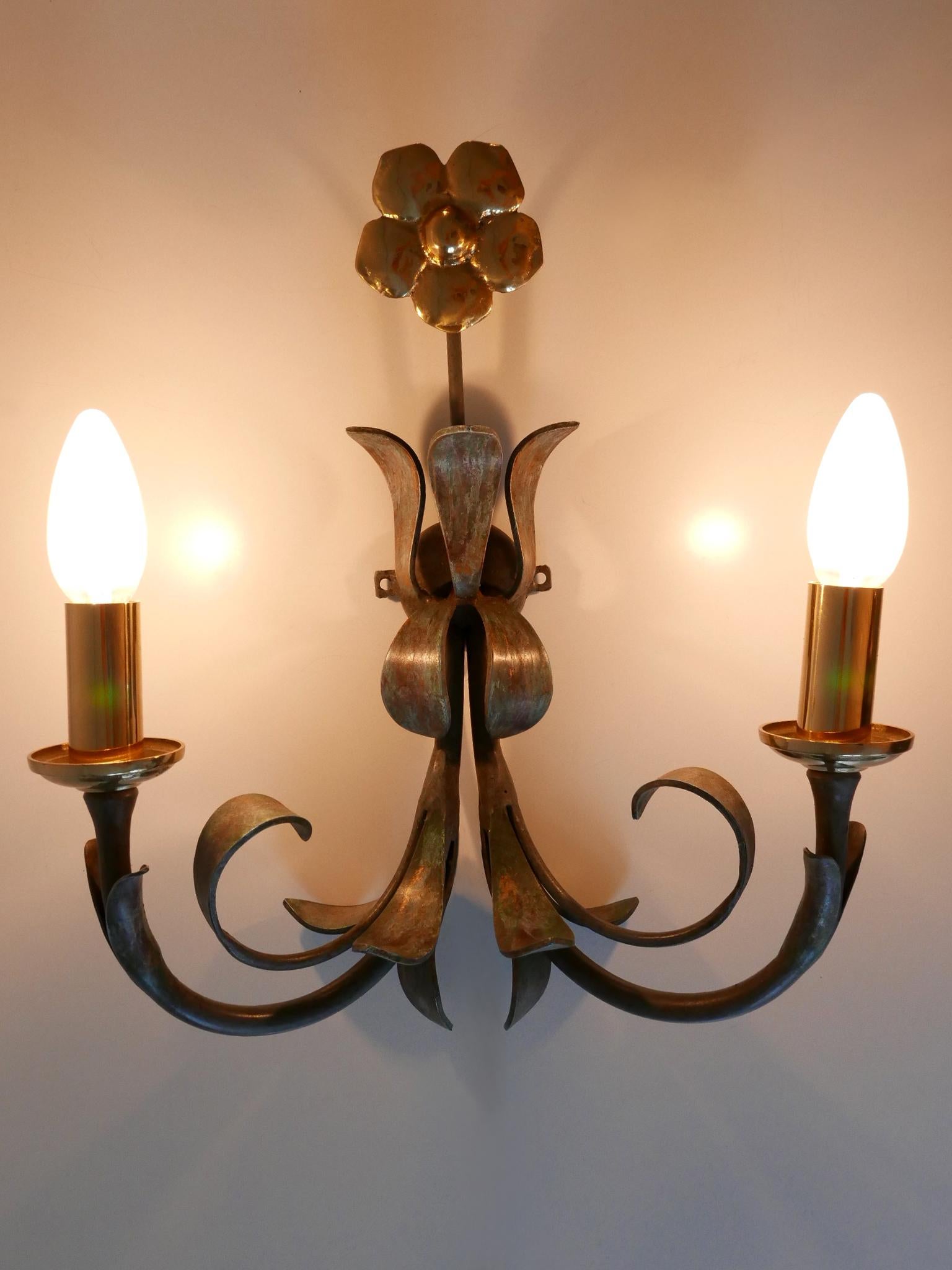 Set of Two Brass & Metal Flush Mount or Sconces by Hans Möller, Germany, 1970s For Sale 2