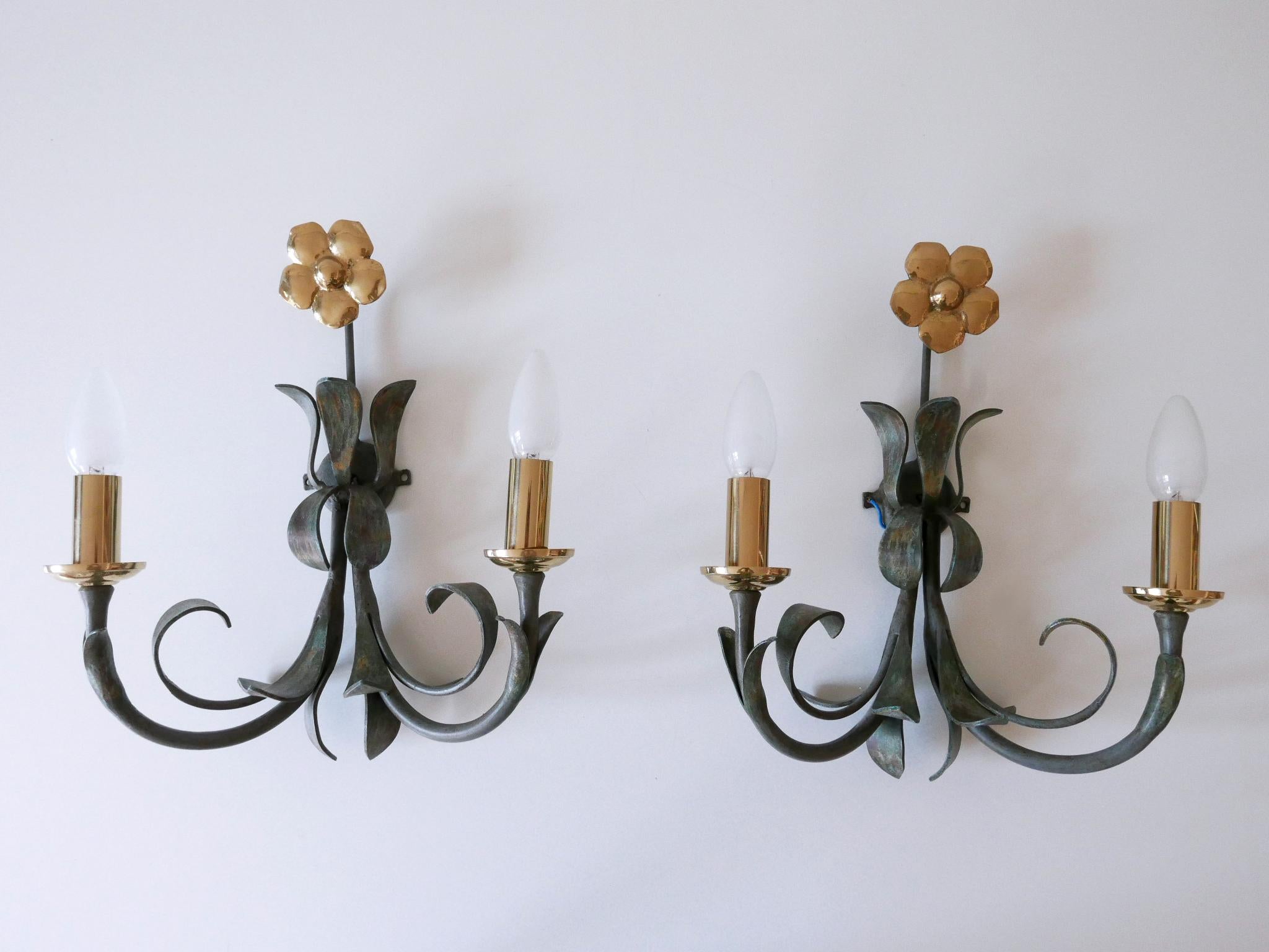 Set of Two Brass & Metal Flush Mount or Sconces by Hans Möller, Germany, 1970s For Sale 3