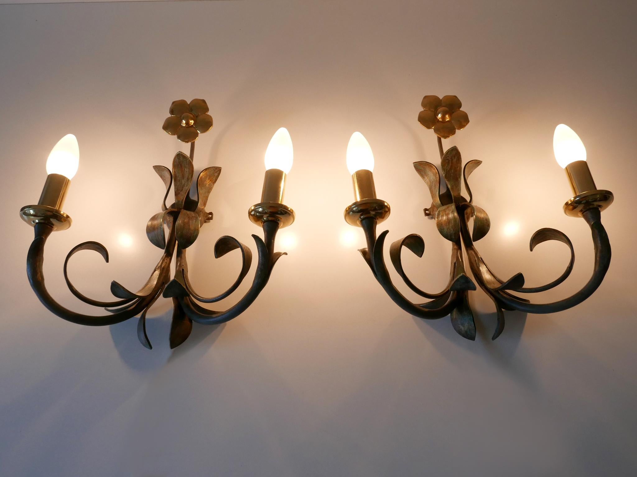Set of Two Brass & Metal Flush Mount or Sconces by Hans Möller, Germany, 1970s For Sale 4