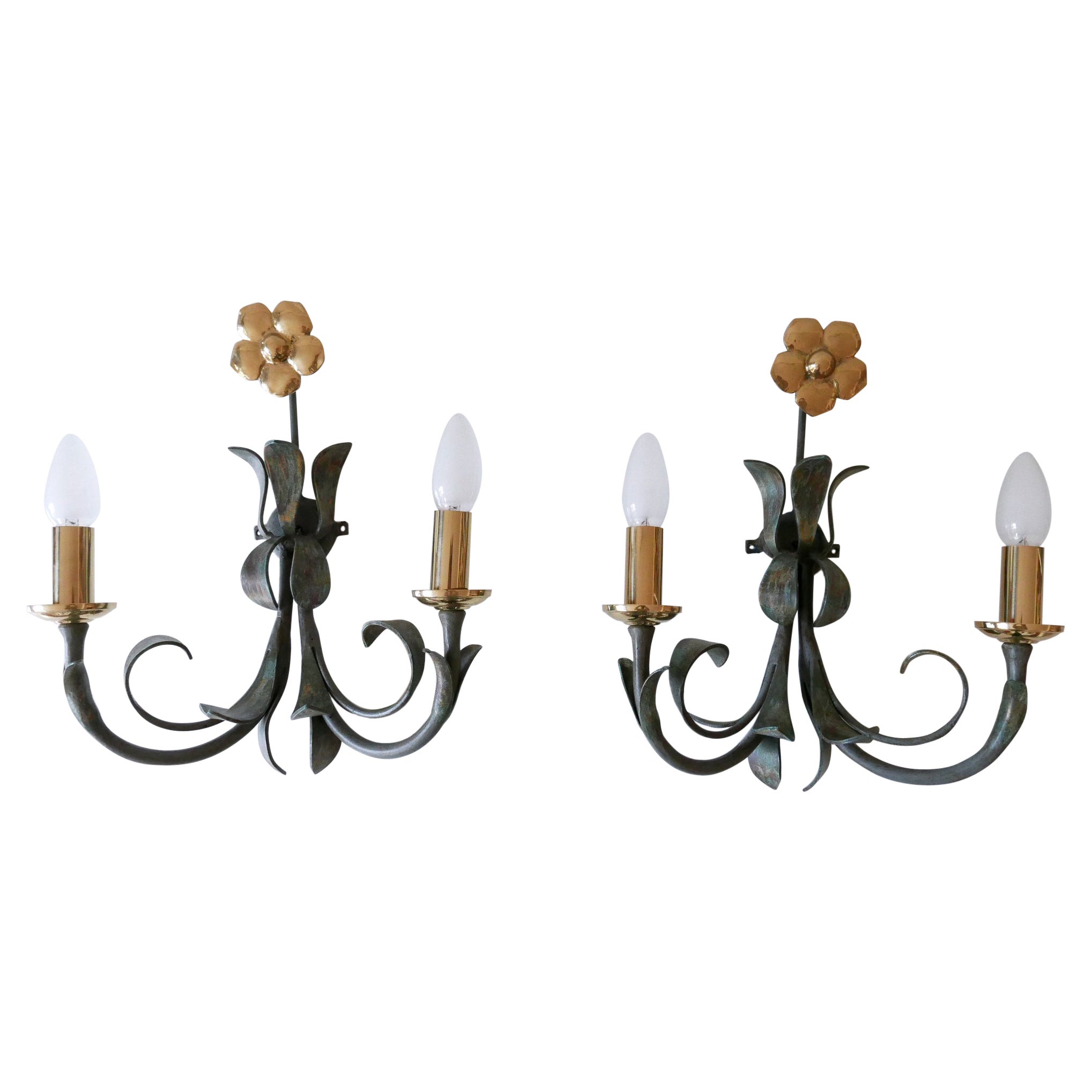 Set di due lampade da incasso in ottone e metallo di Hans Möller, Germania, anni '70