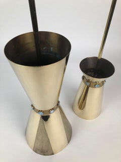 Ensemble de deux lampes à suspension en laiton provenant du café Europa de Vienne, années 1950