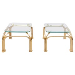 Set of Two Brass Side-Tables with Abstract Swan Neck