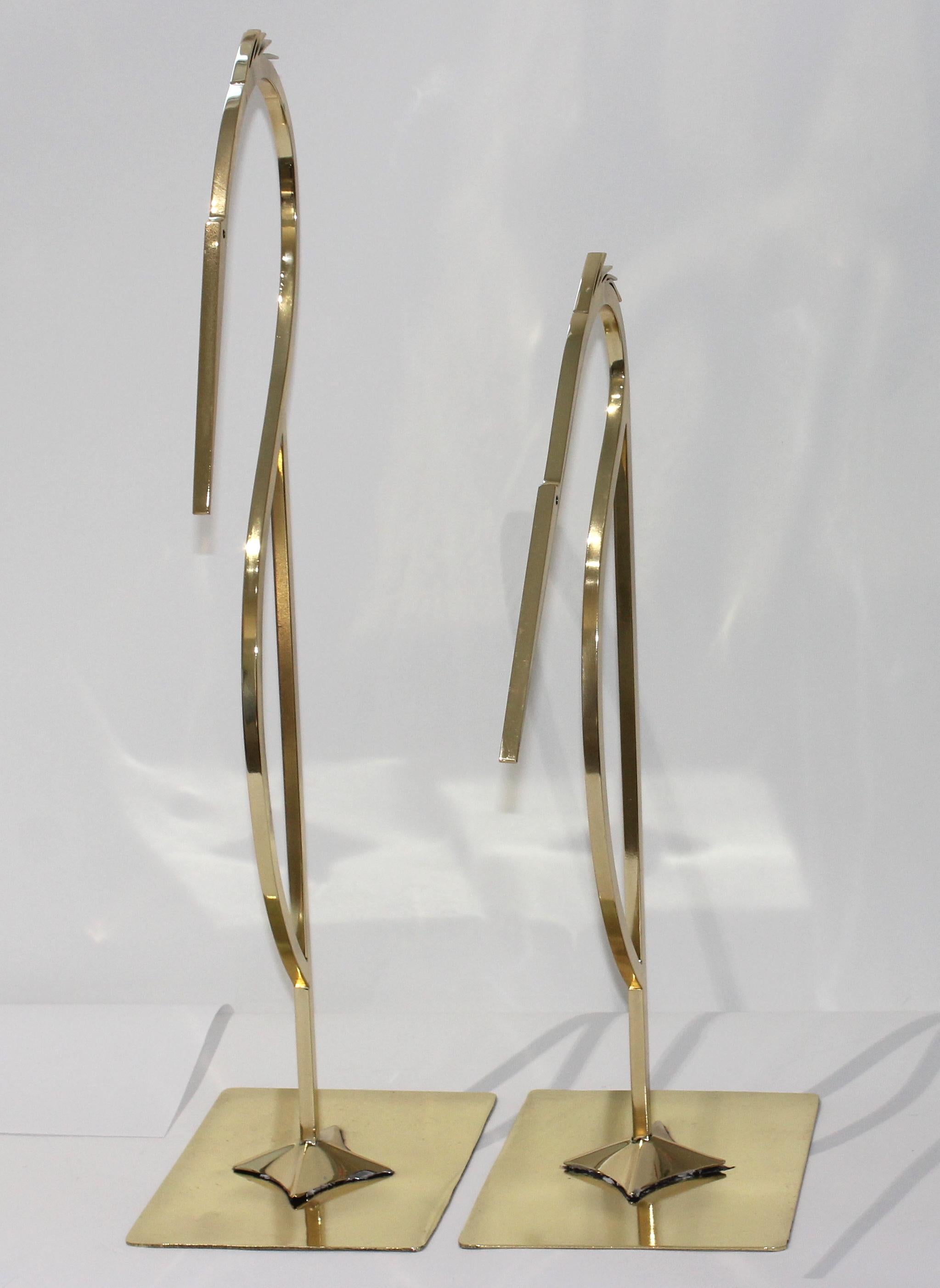 Mid-Century Modern Set of Two Brass Stylized Egret Figures For Sale