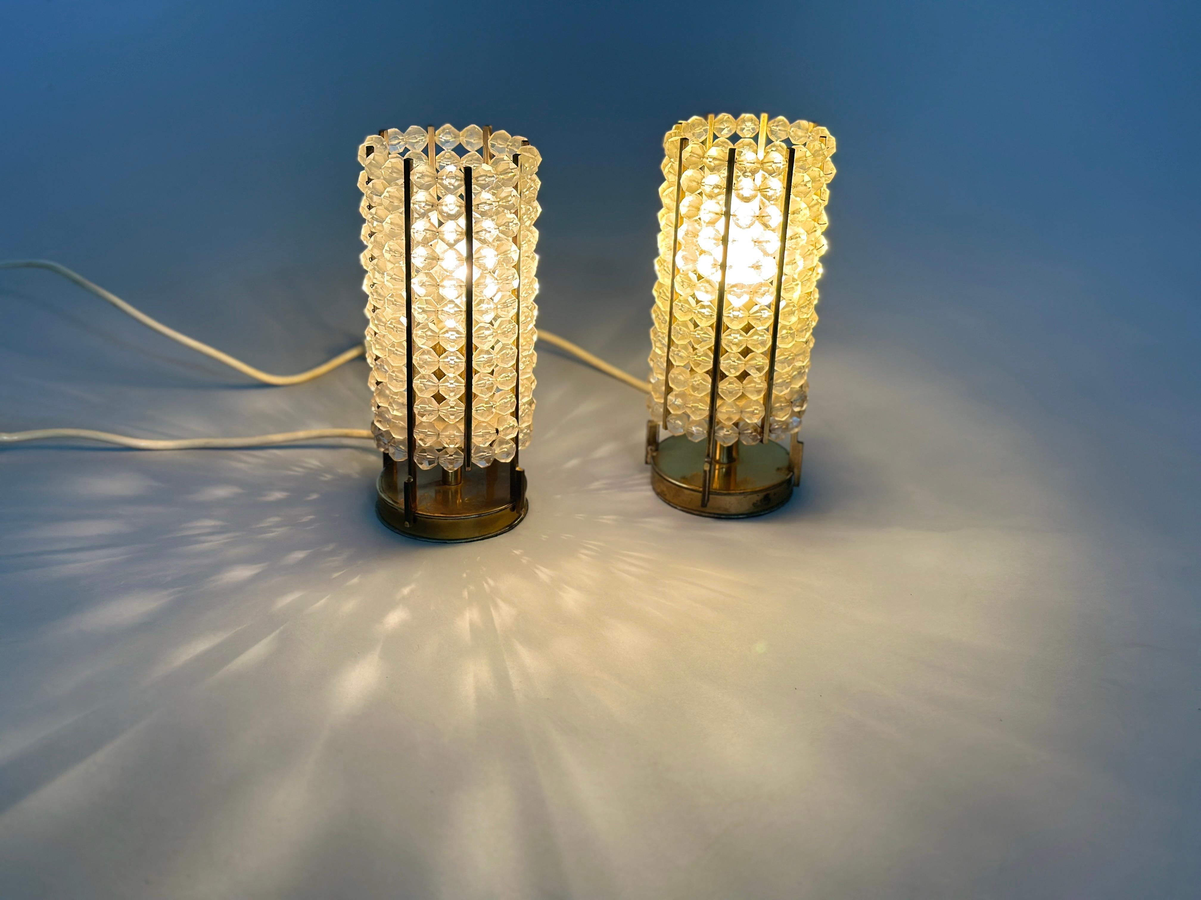Mid-Century Modern Set of Two Brass Table Lamp, 1950s For Sale