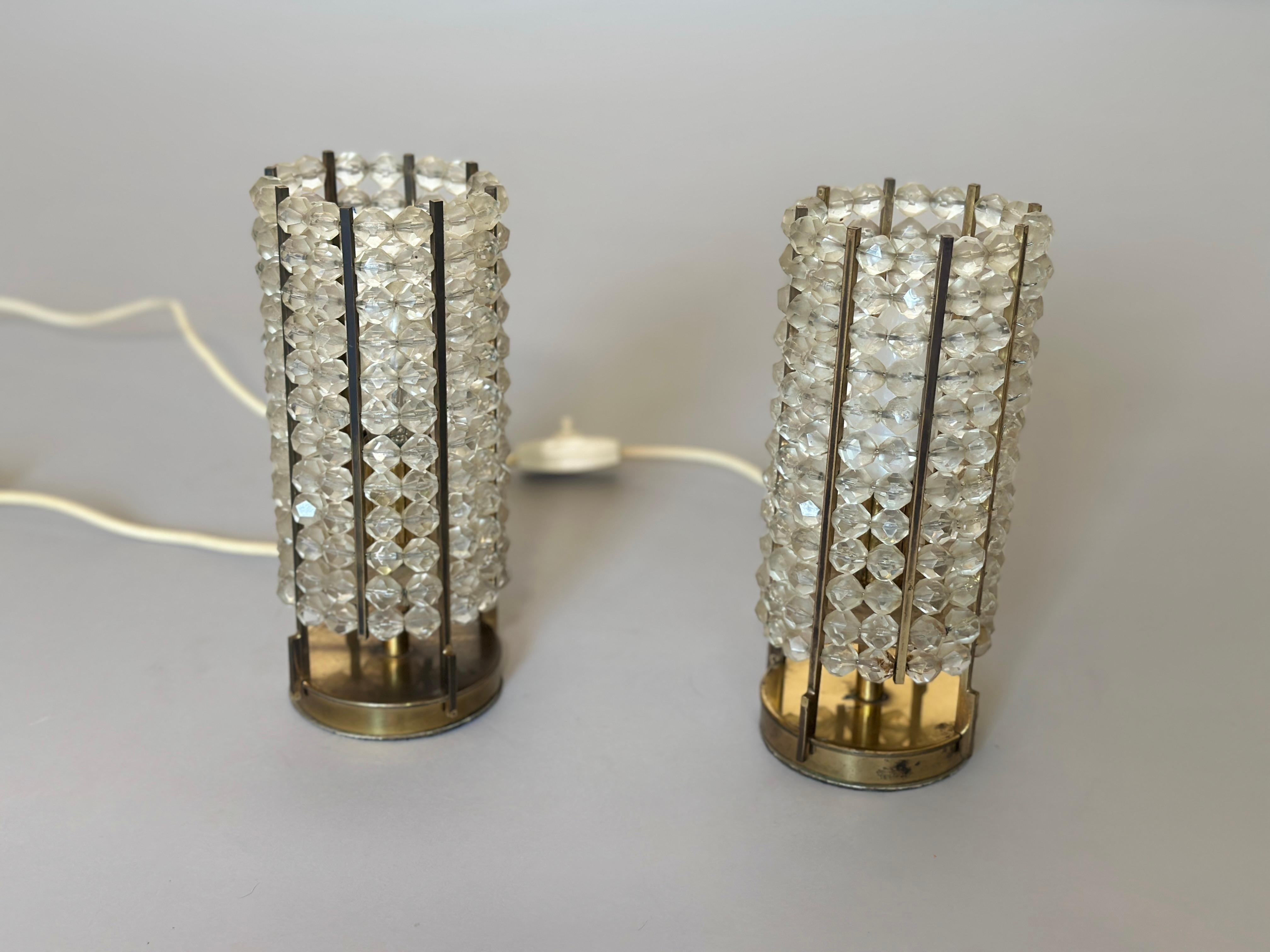 Austrian Set of Two Brass Table Lamp, 1950s For Sale