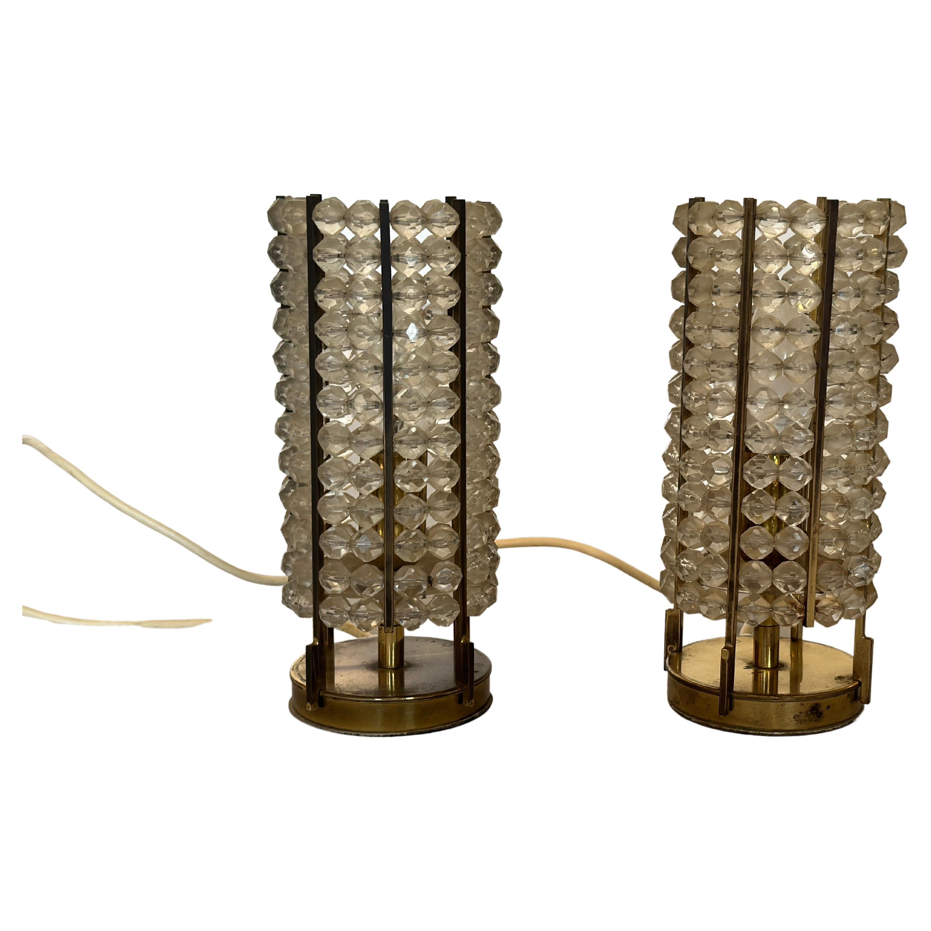 Set of Two Brass Table Lamp, 1950s For Sale