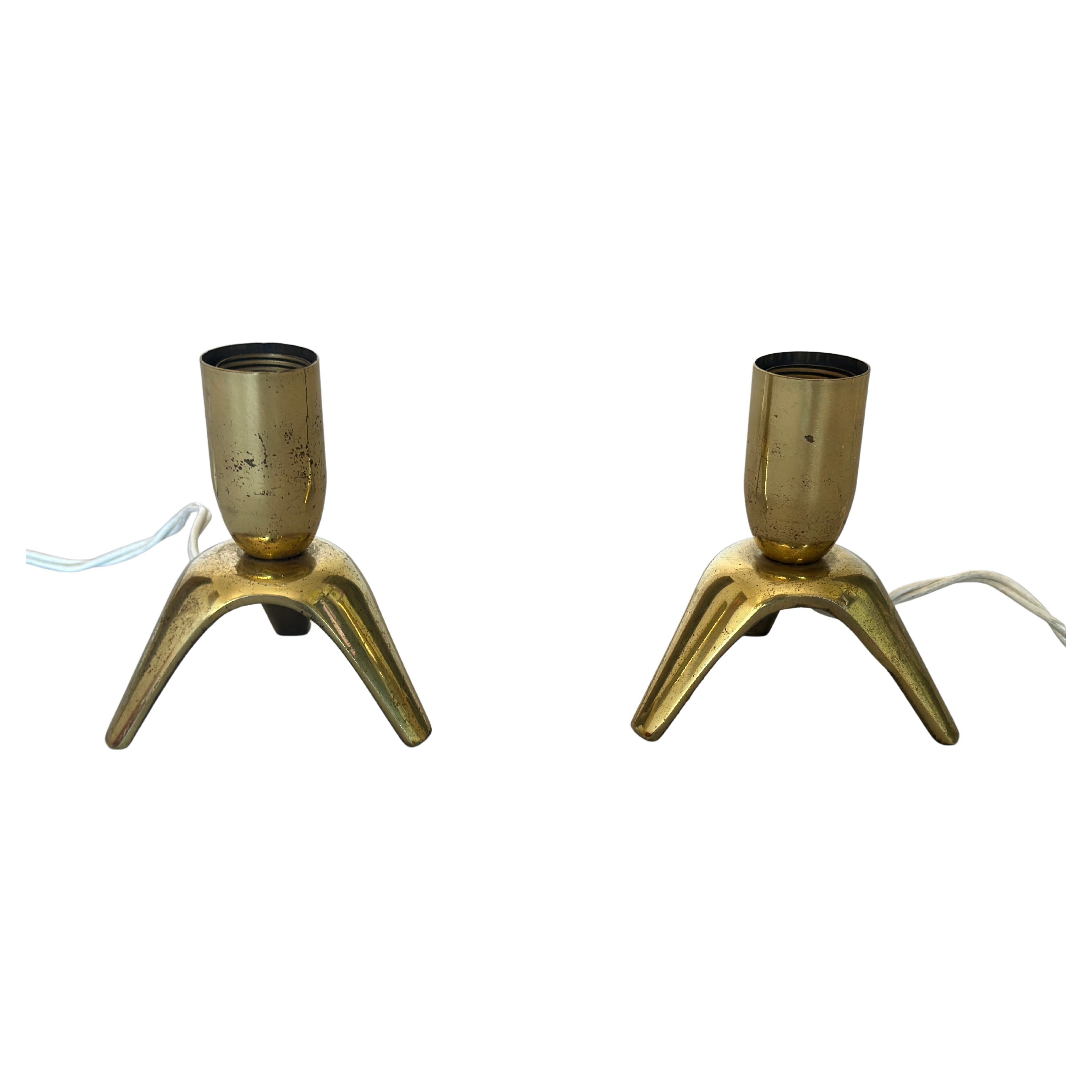 Set of Two Brass Table Lamp, Italy 1960s For Sale
