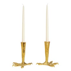 Set of Two Brass Talon Candleholders
