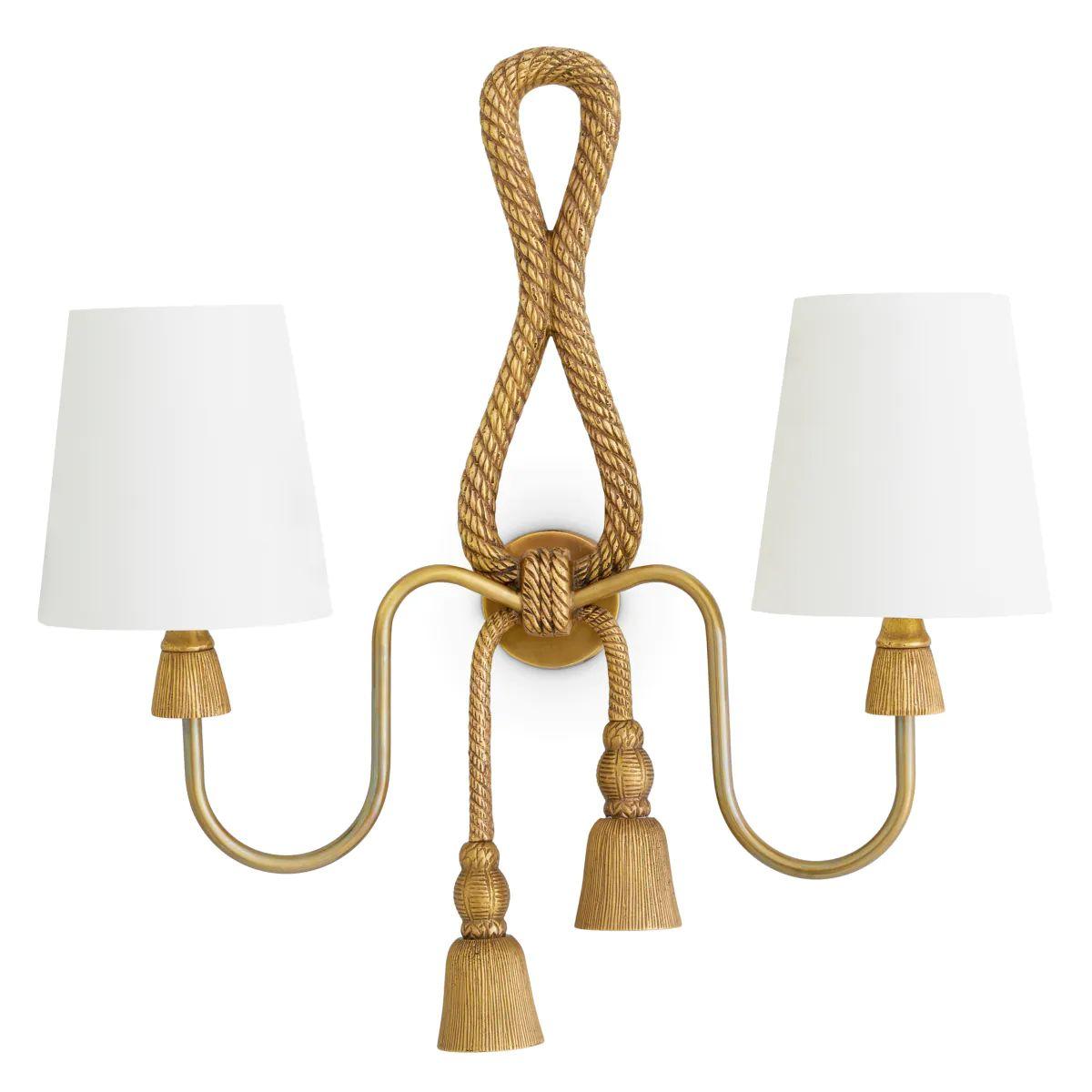 Set of Two Brass Wall Lamp with Hand-Cast Details (Französisch) im Angebot