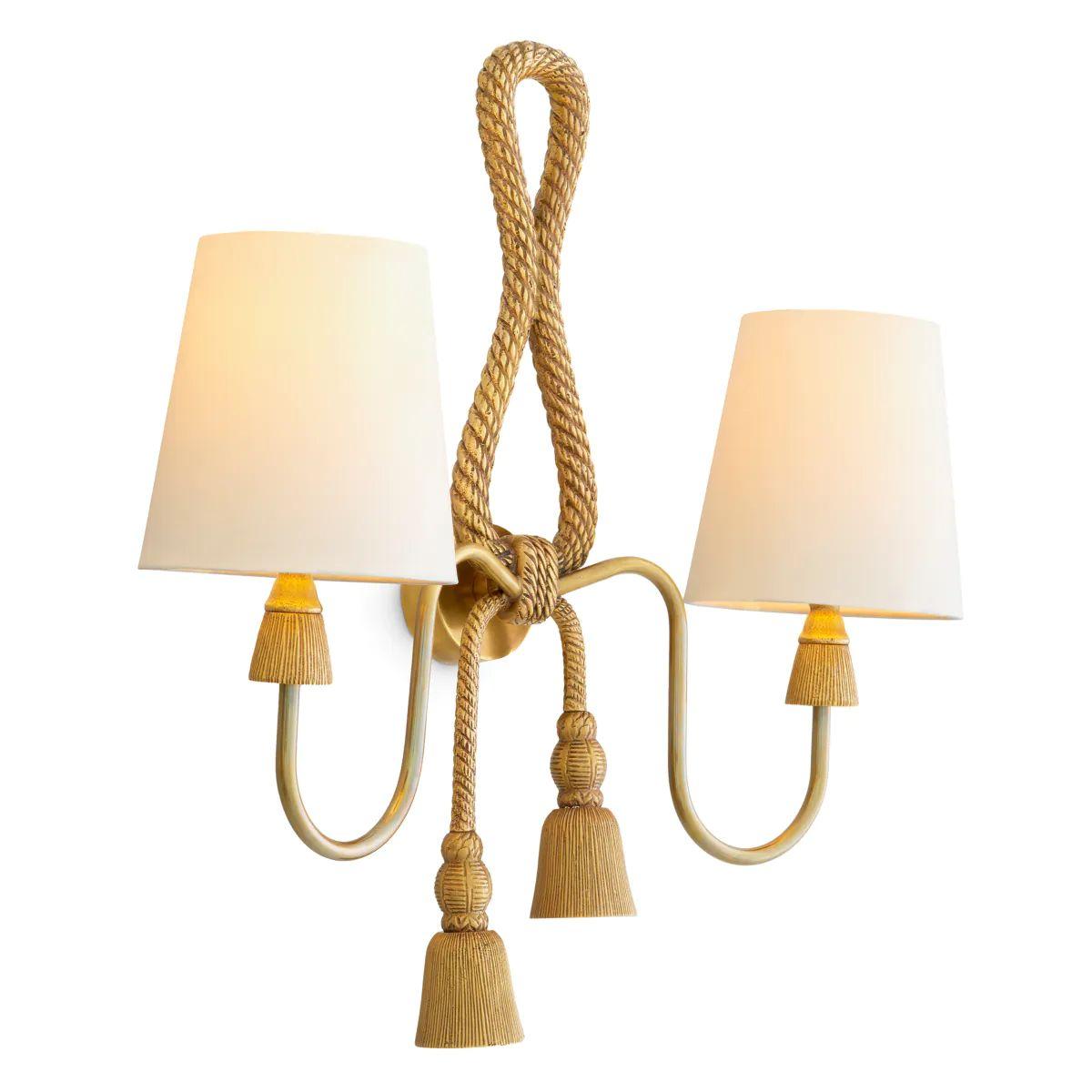 Set of Two Brass Wall Lamp with Hand-Cast Details (Vergoldet) im Angebot
