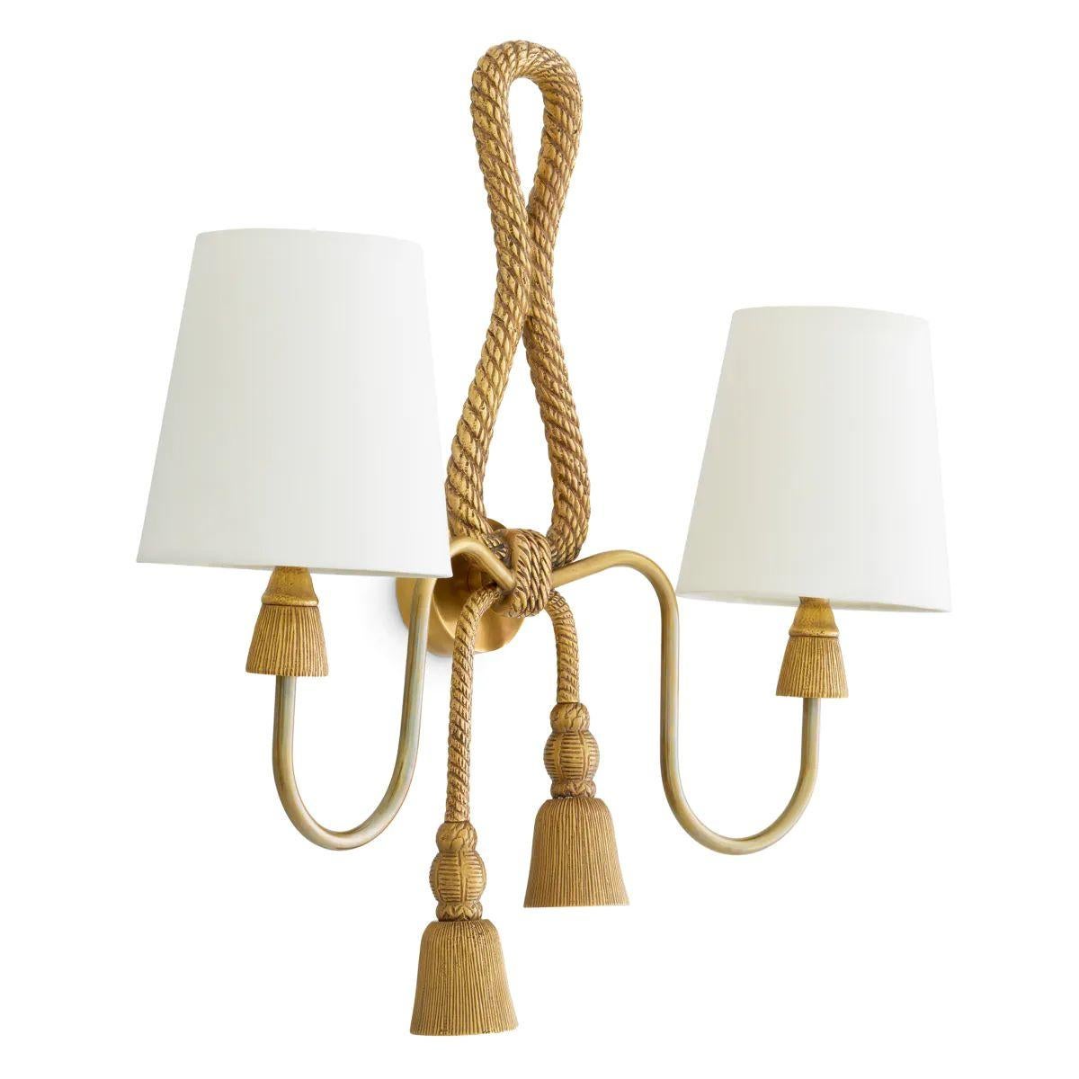 Set of Two Brass Wall Lamp with Hand-Cast Details im Zustand „Gut“ im Angebot in Saint-Ouen, FR