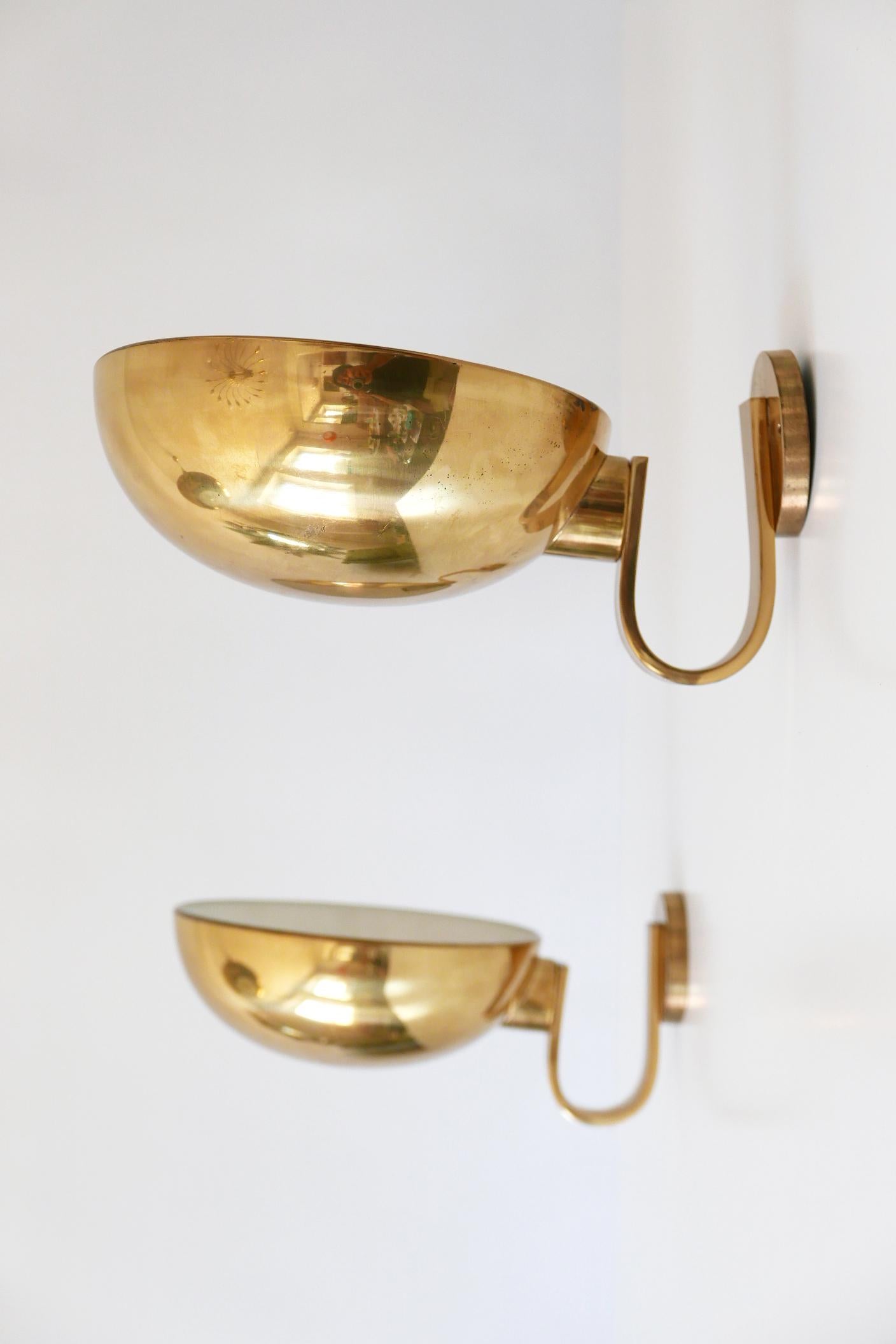 Mid-Century Modern Set of Two Brass Wall Lamps or Sconces by Florian Schulz, 1970s, Germany